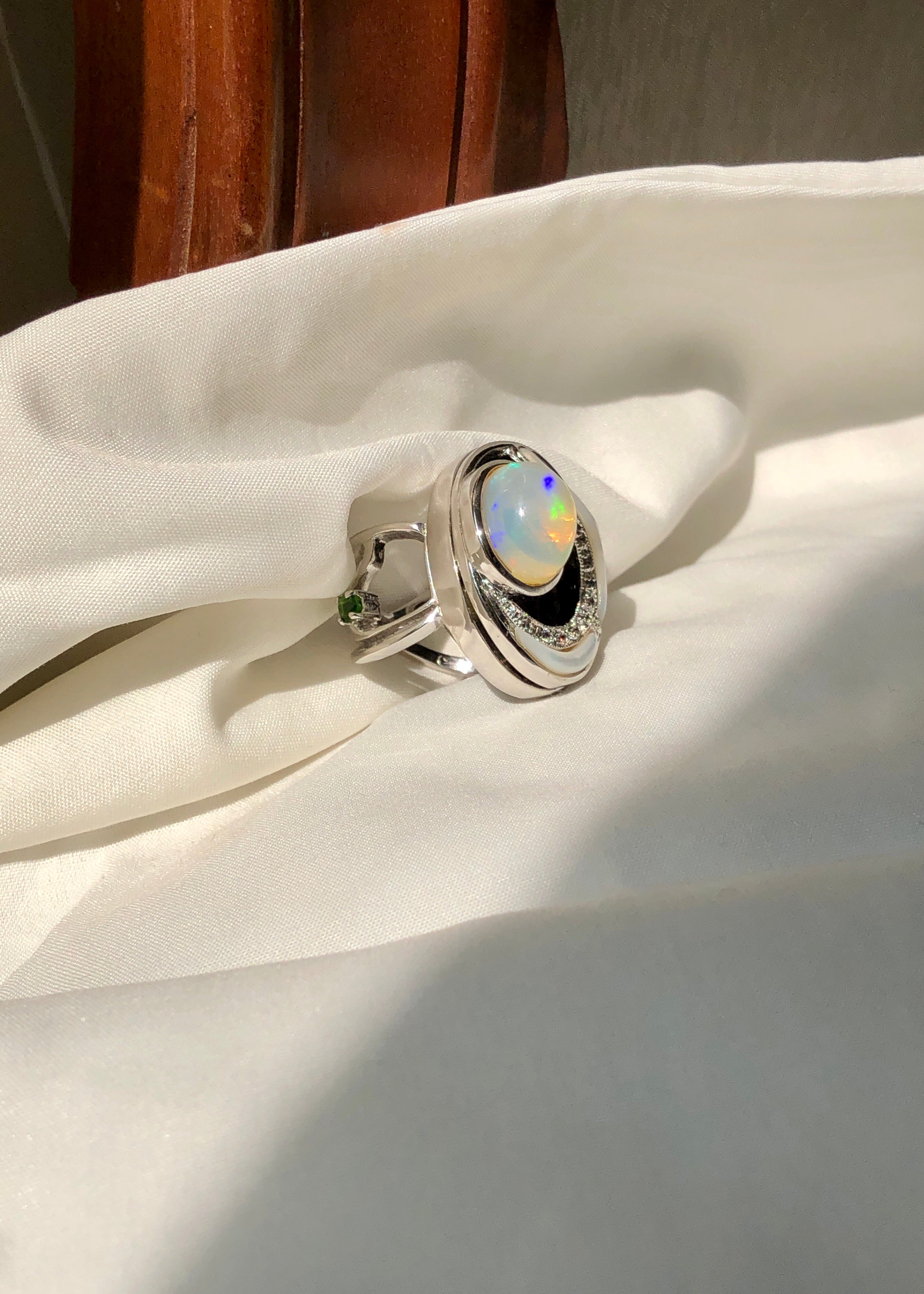 Black Sea Cabochon Opal Ring