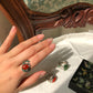 Minty Marsala Red Jadeite & Tsavorite Ring