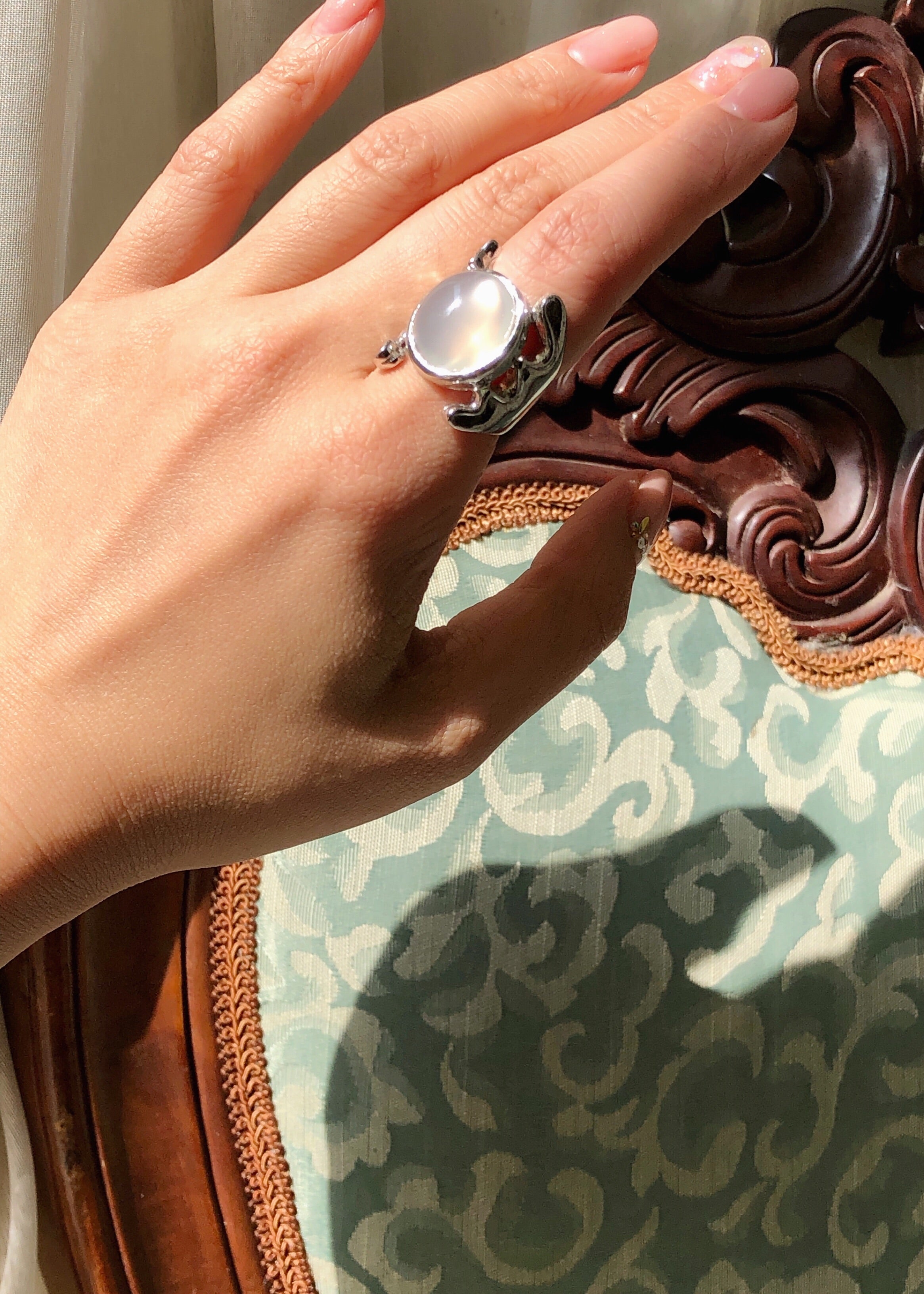 Aqua Moonstone Ring