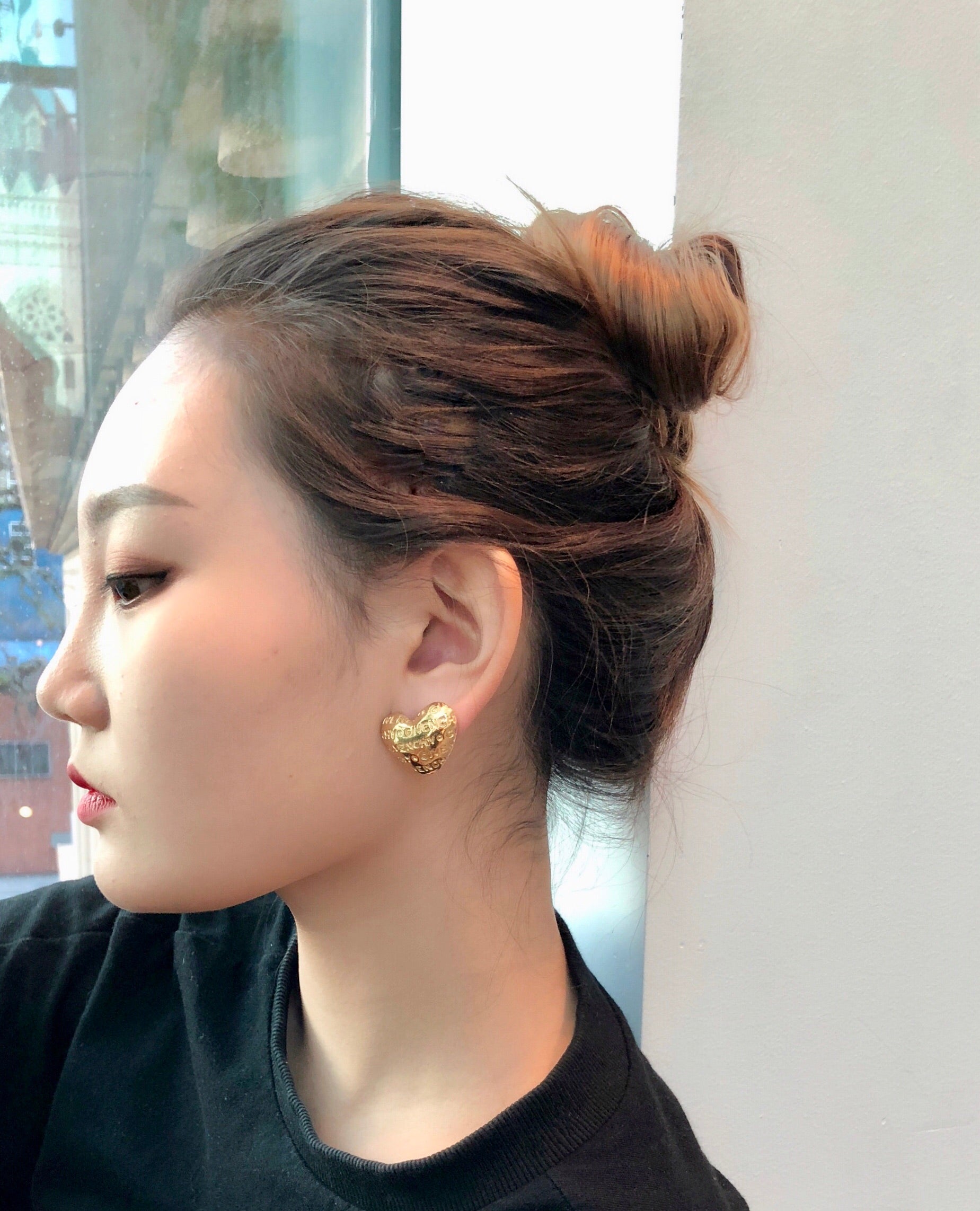 80s Vintage Givenchy Gold Heart Earrings