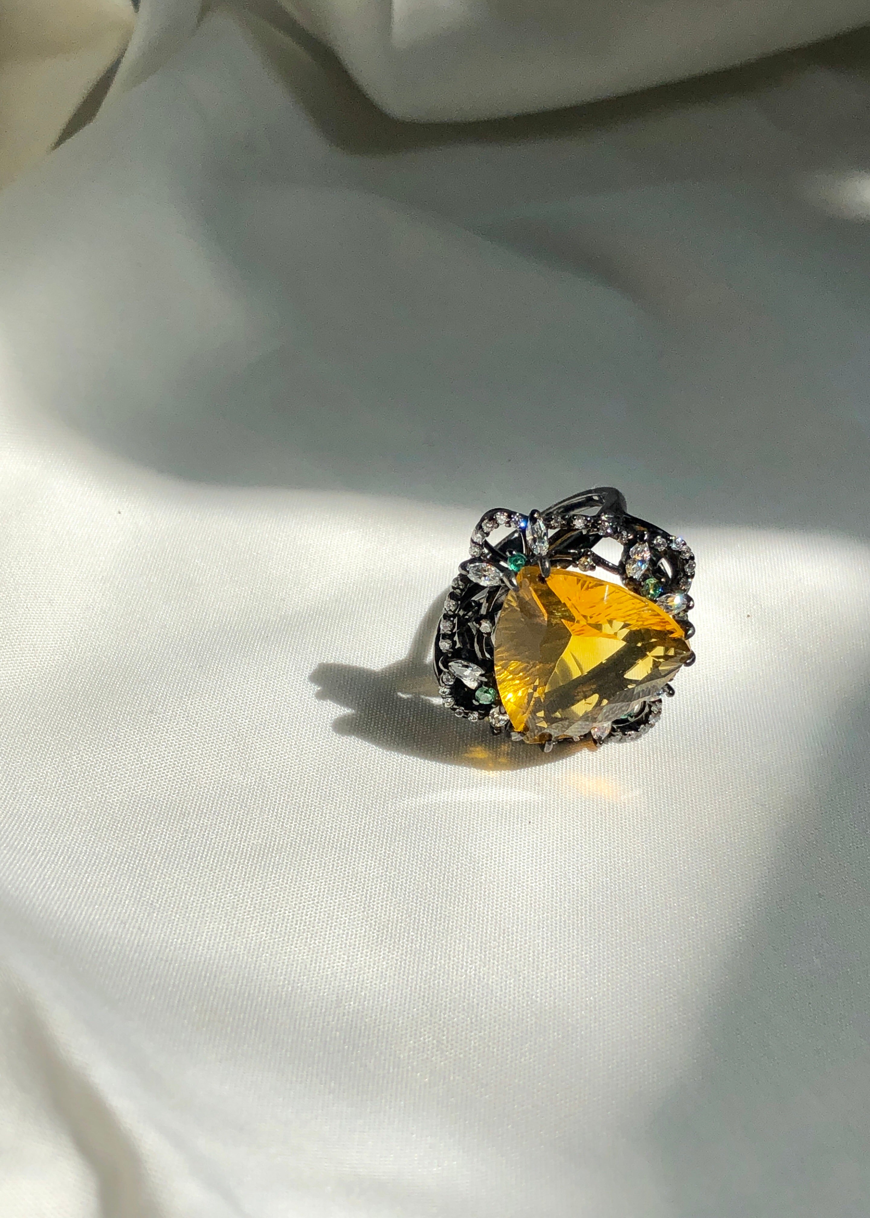 The Golden Moon Night Cocktail Ring