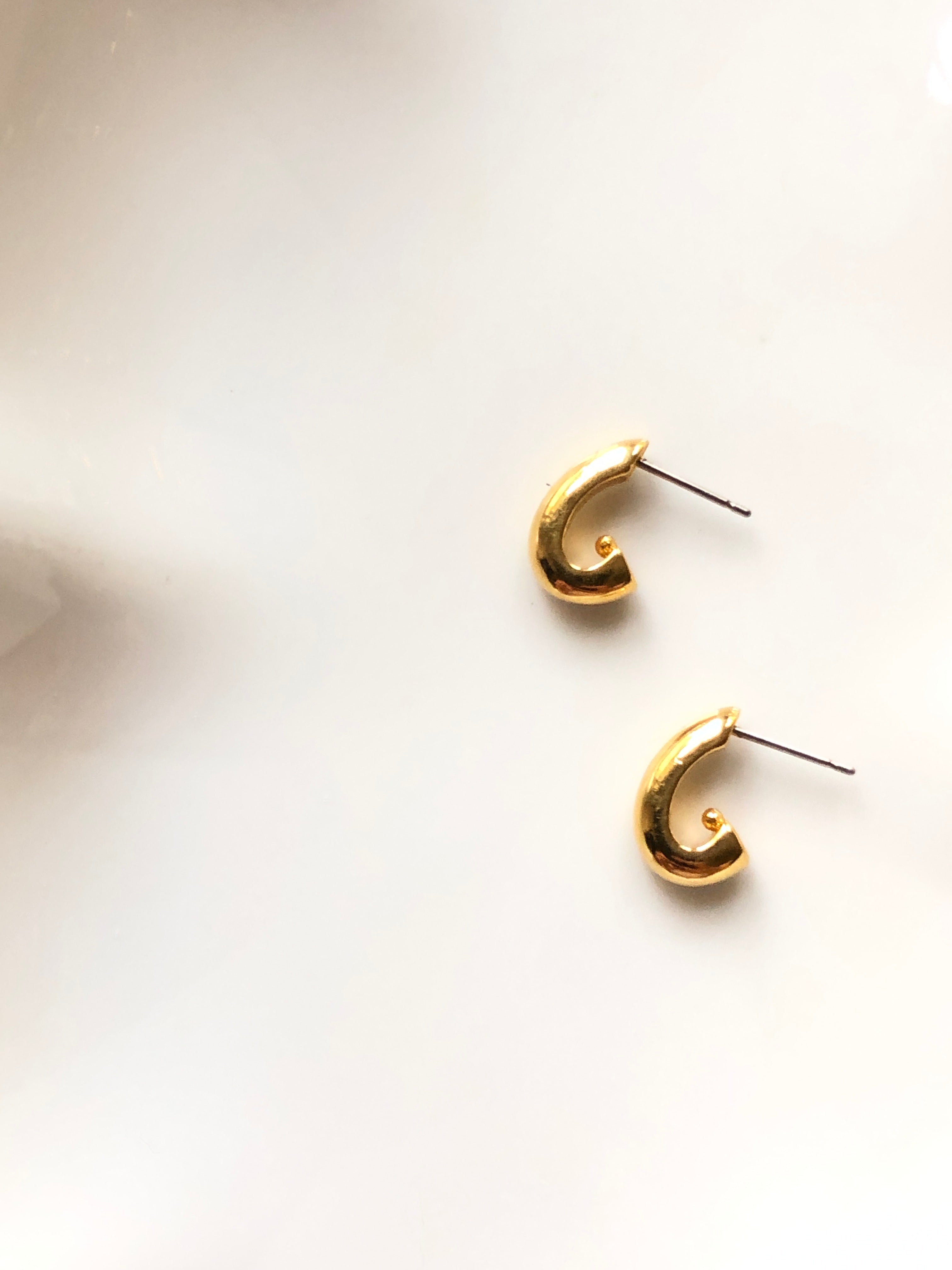 Vintage Half Hoop Gold Earrings