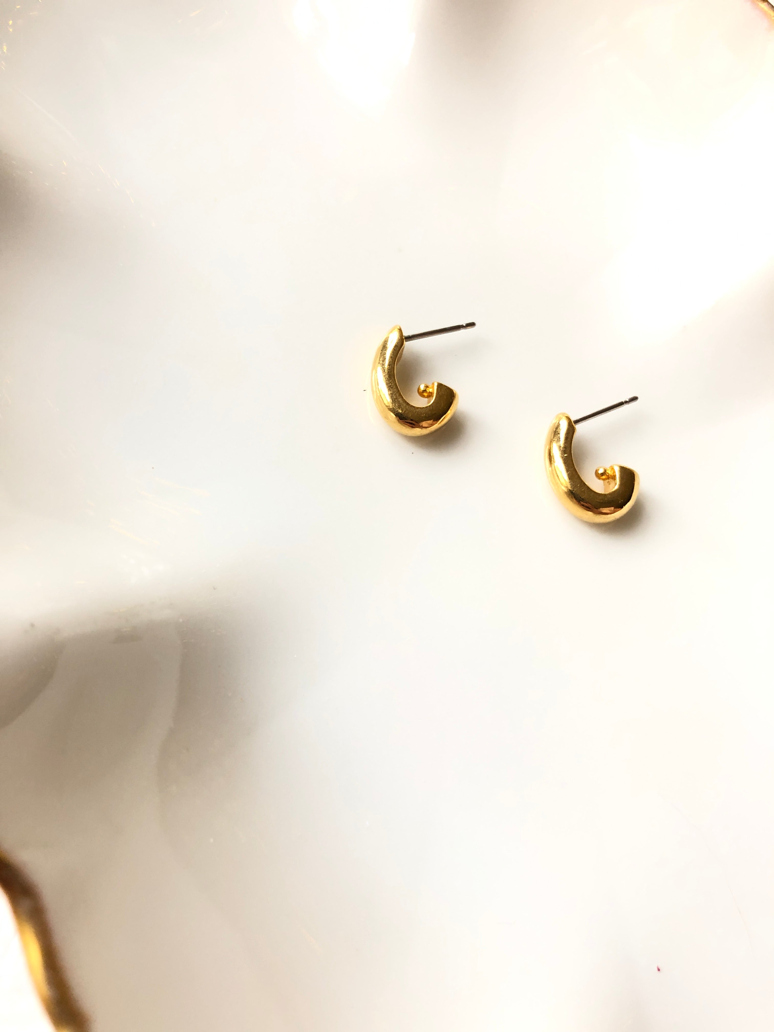 Vintage Half Hoop Gold Earrings