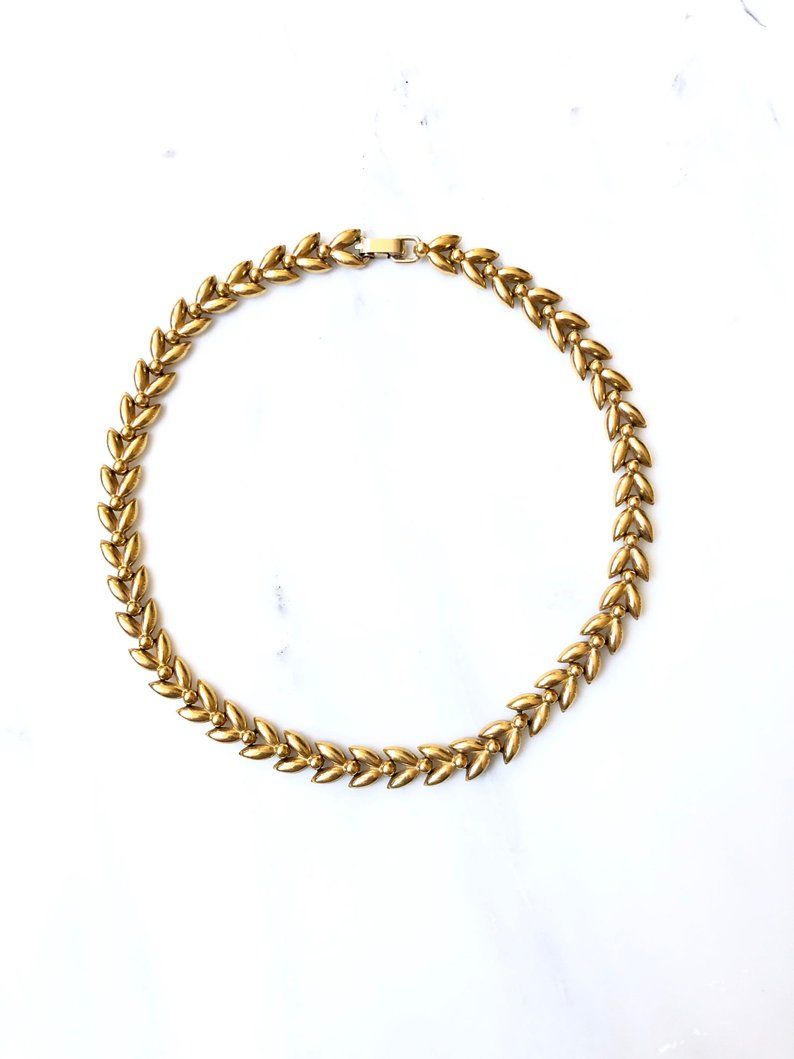Krementz Ear Of Rice Gold Choker Necklace