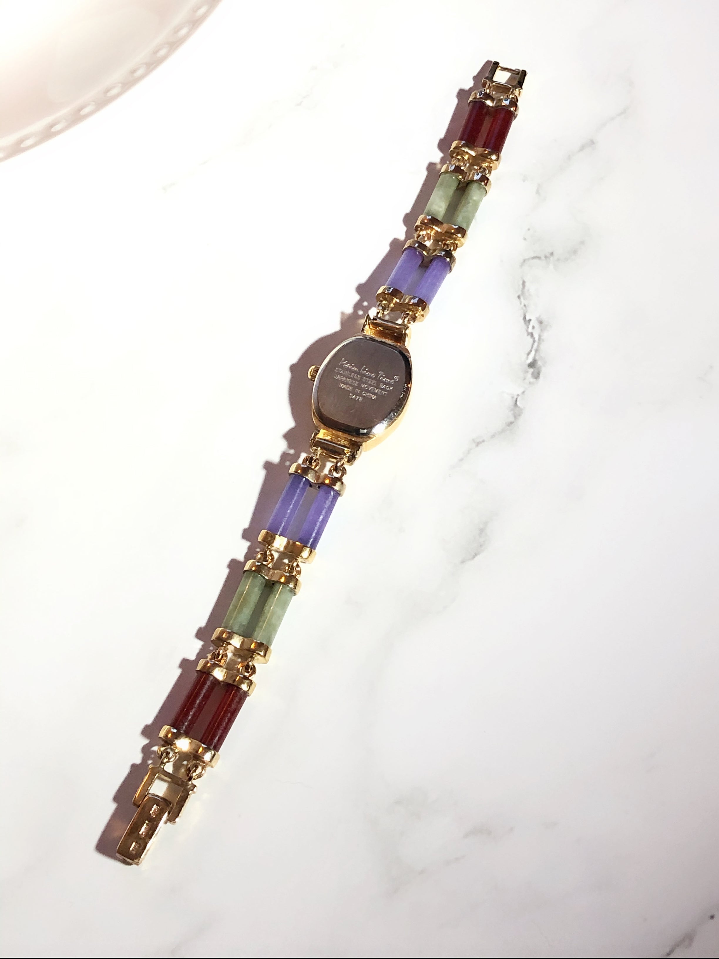 Main Line Time Multi-Color Jade & Mother of Pearl Gold Watch