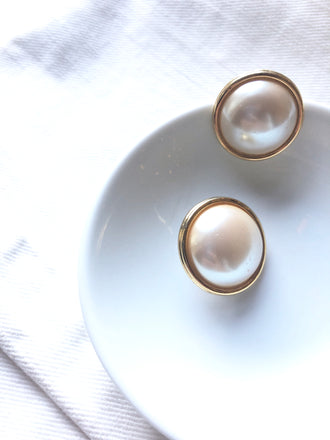 Monet Hemisphere Pearl Gold Clip On Earrings