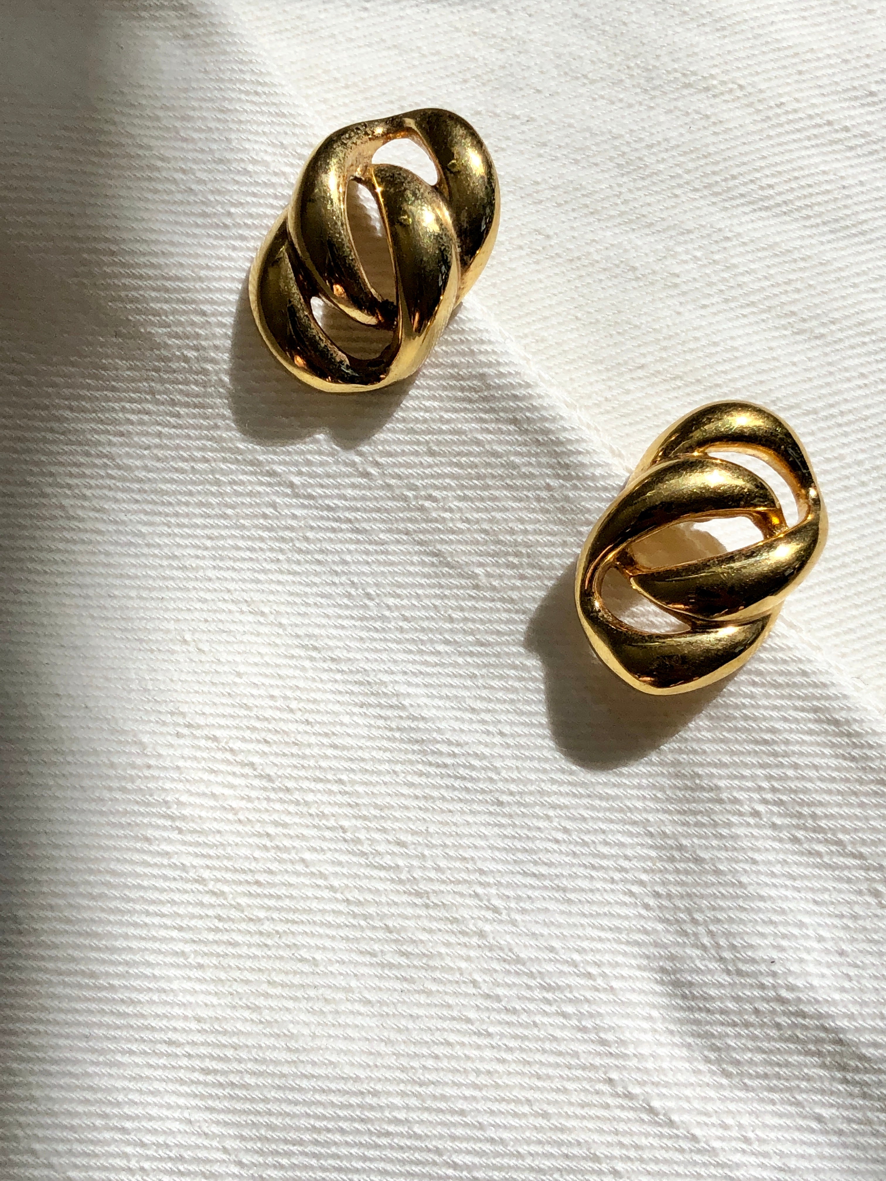 Monet Interlocking Oval Gold Pierced Earrings