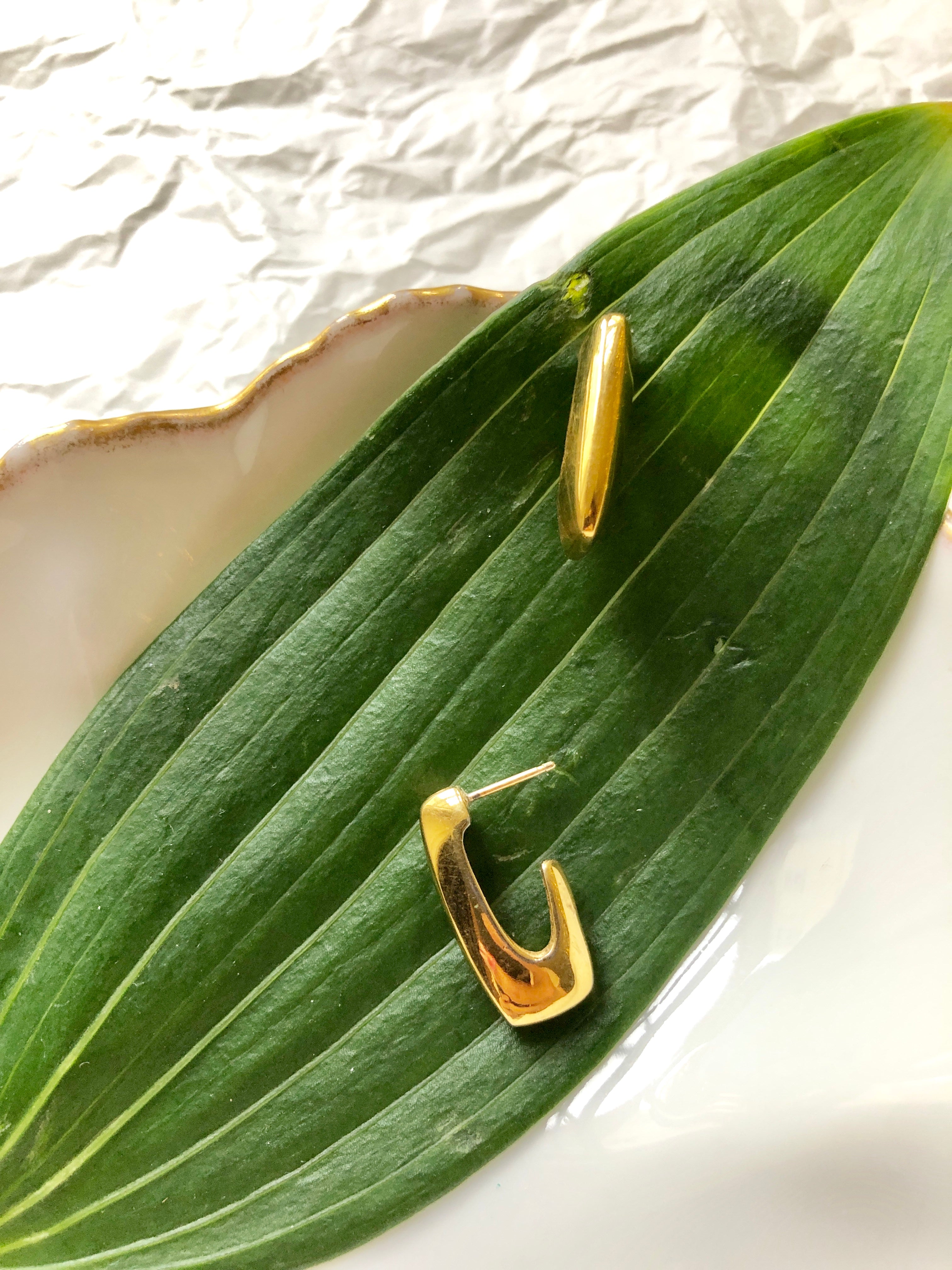 Monet Tiny Rectangle Gold Hoop Earrings