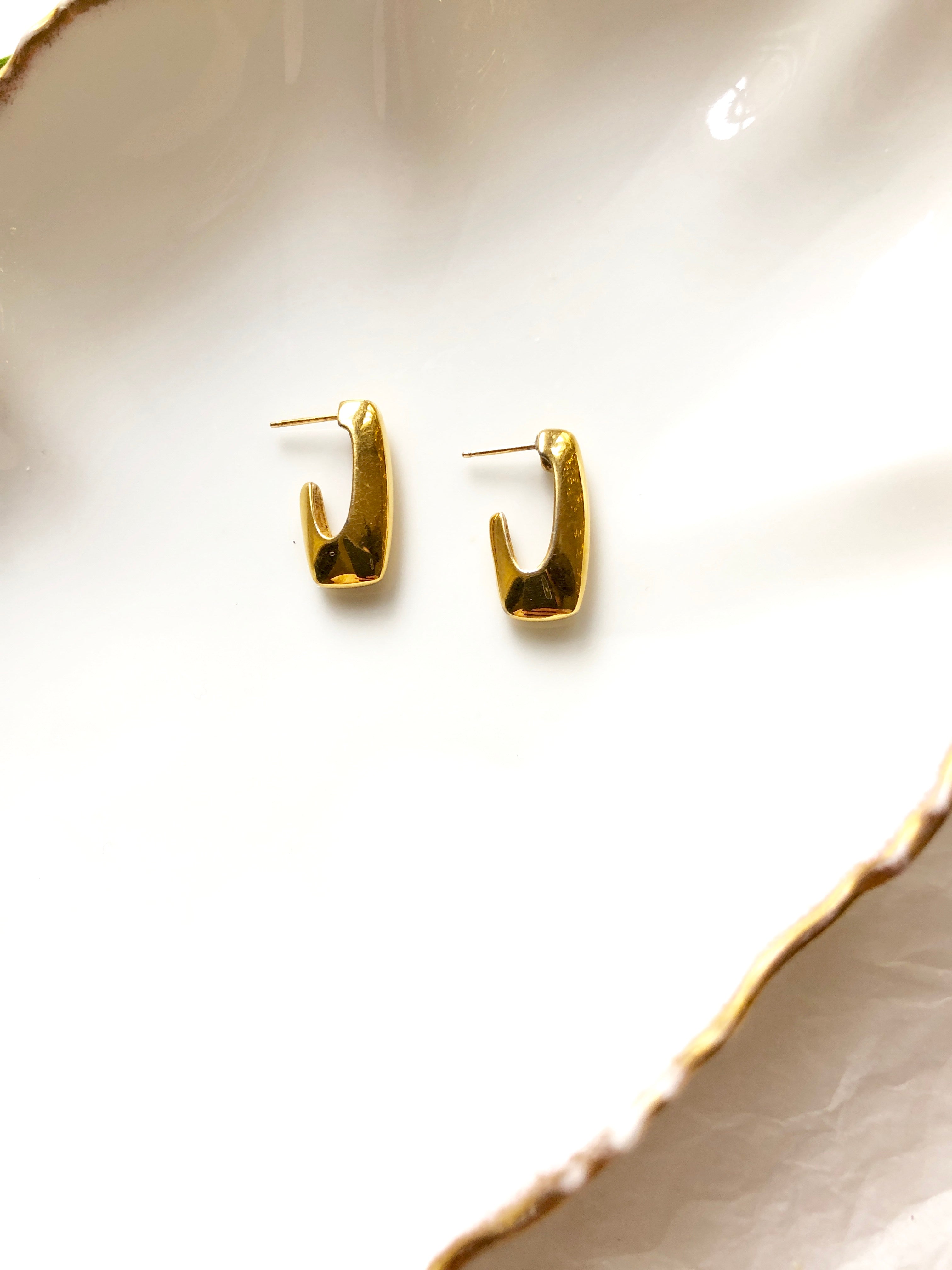 Monet Tiny Rectangle Gold Hoop Earrings
