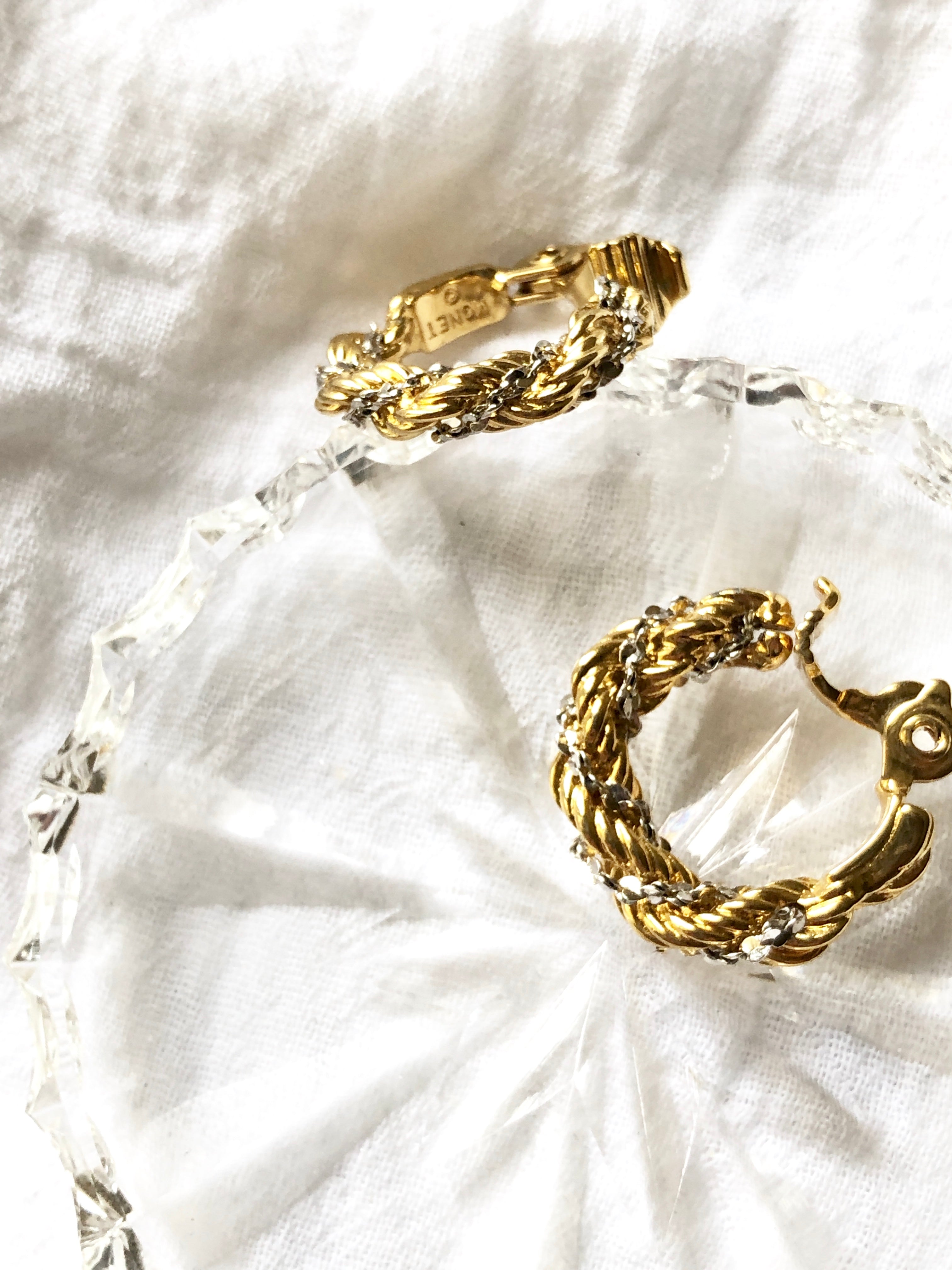 Monet Twisted Ring Silver Gold Clip On Earrings