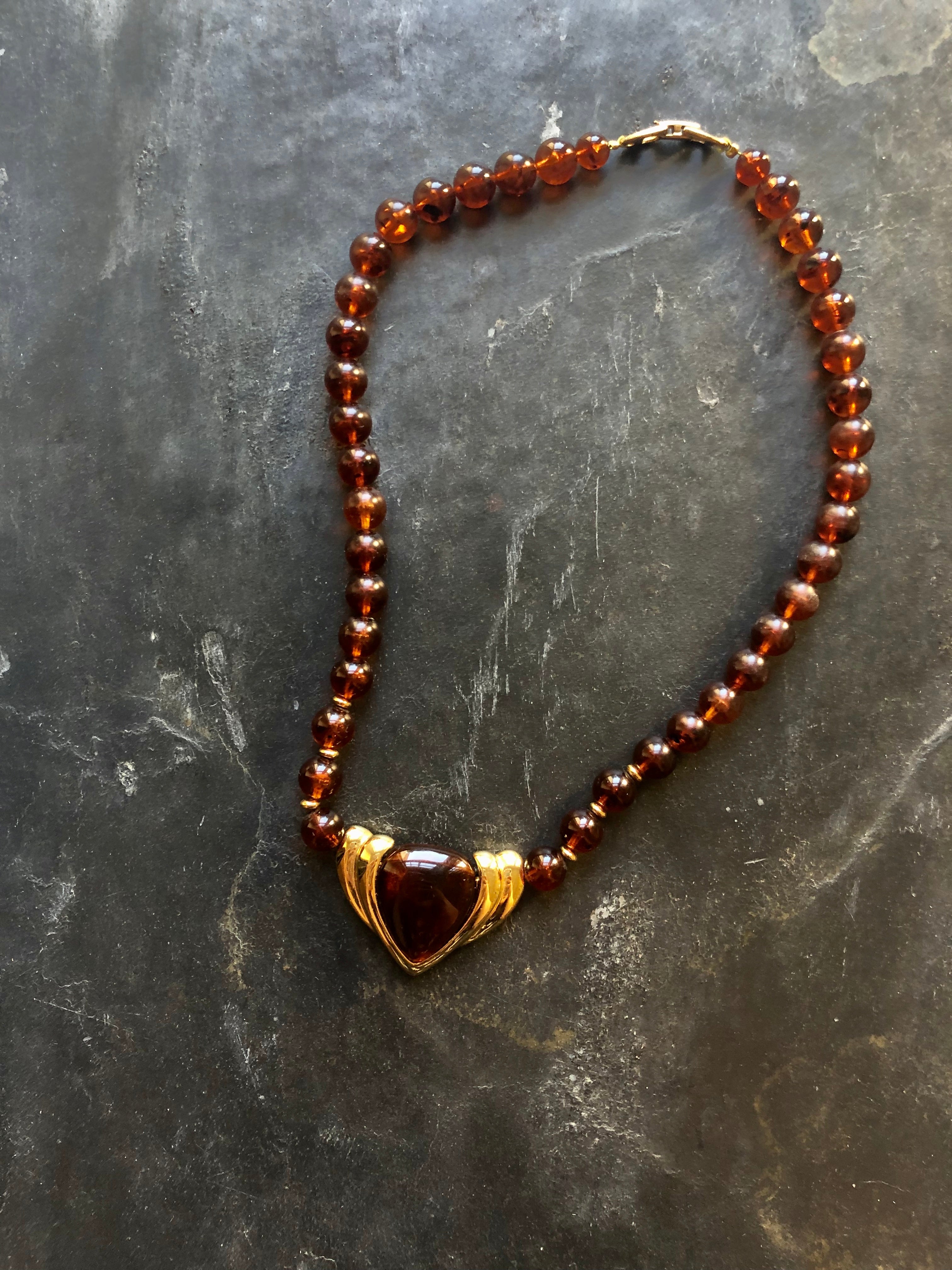 Vintage Napier 14k Gold Resin Beads Necklace