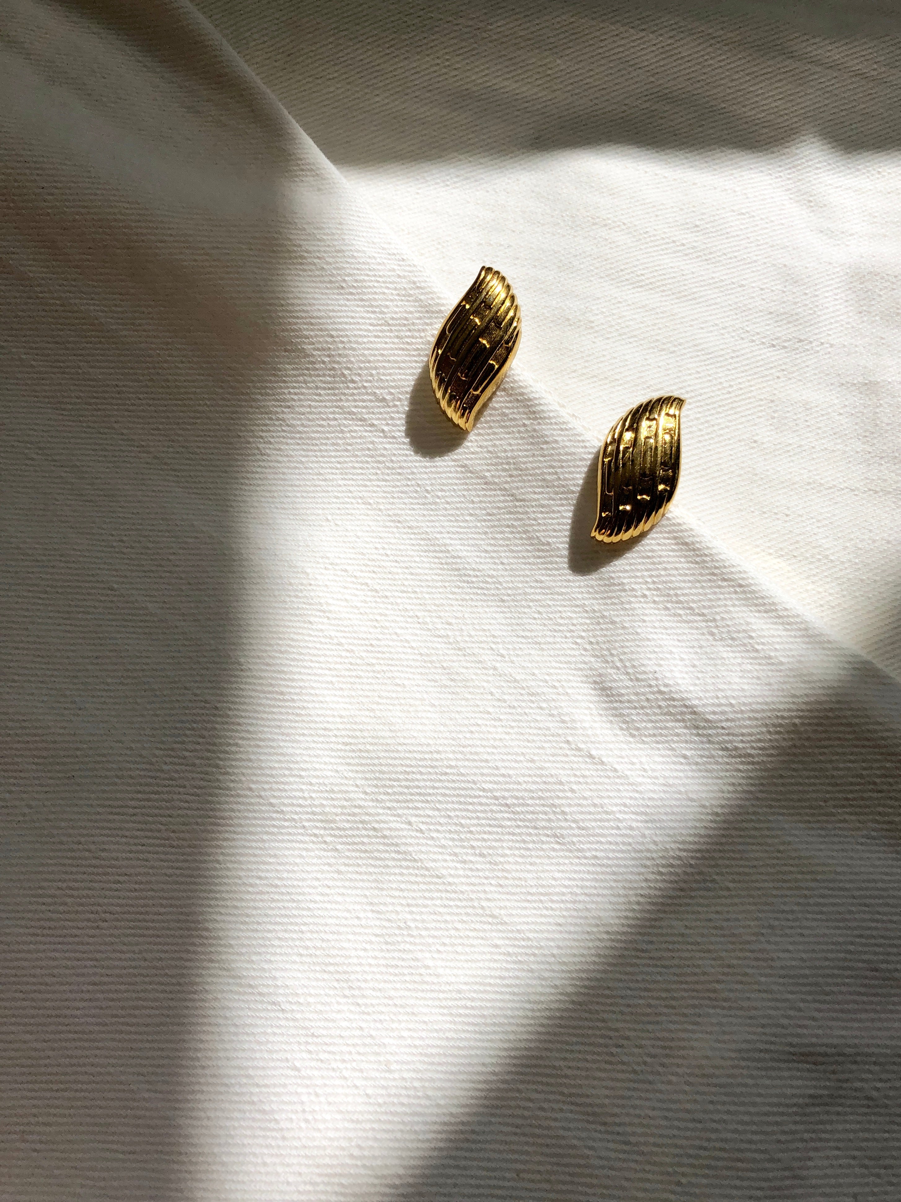 Vintage Napier Ripple Gold Earrings