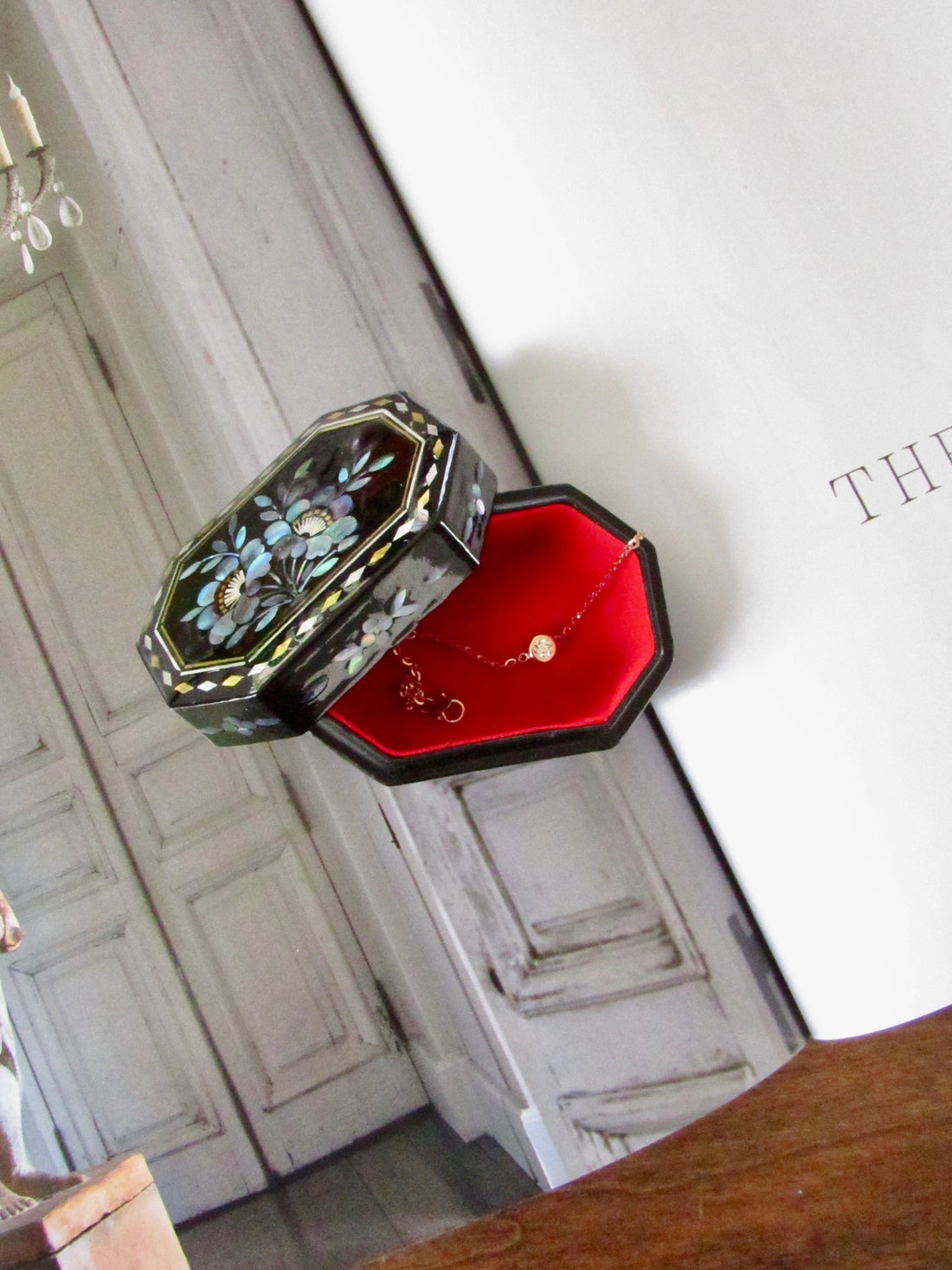 Octagon Shape Mother of Pearl Lacquer Trinket box