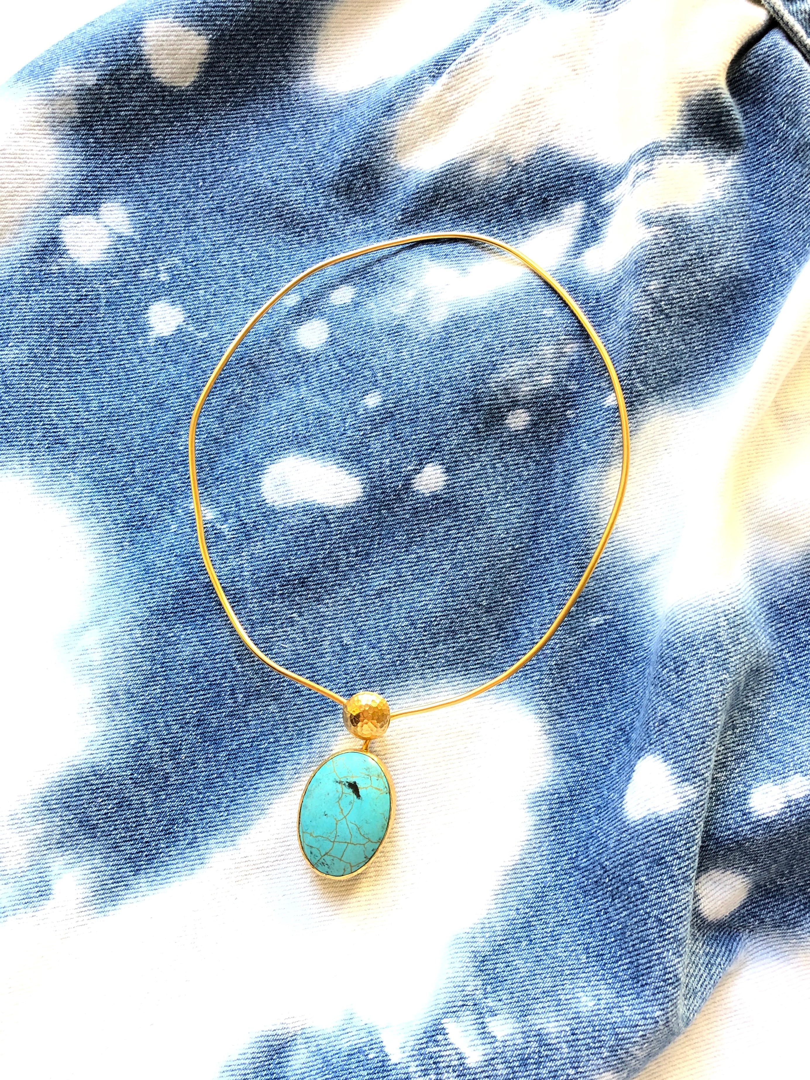 Vintage Rare Turquoise 14k Gold Necklace