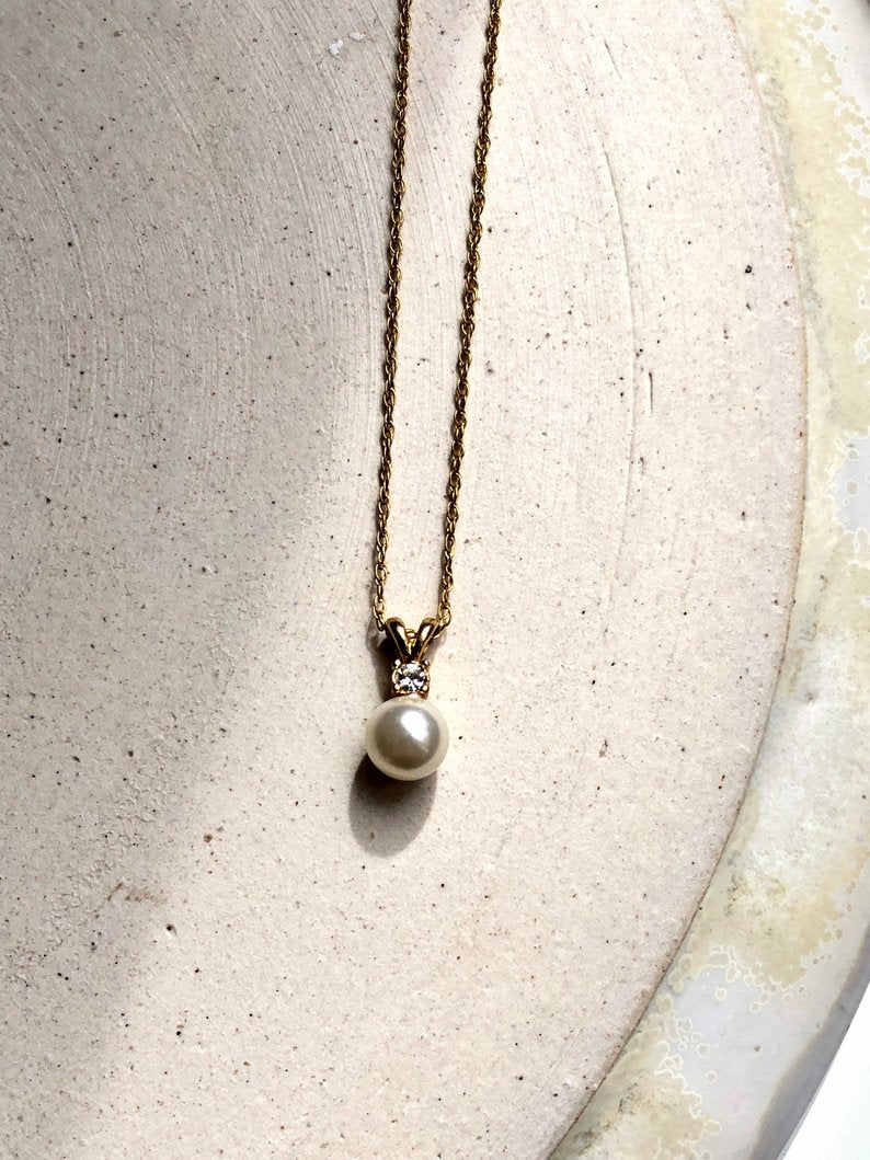 Pearl 18k Gold Plated Pendant Necklace