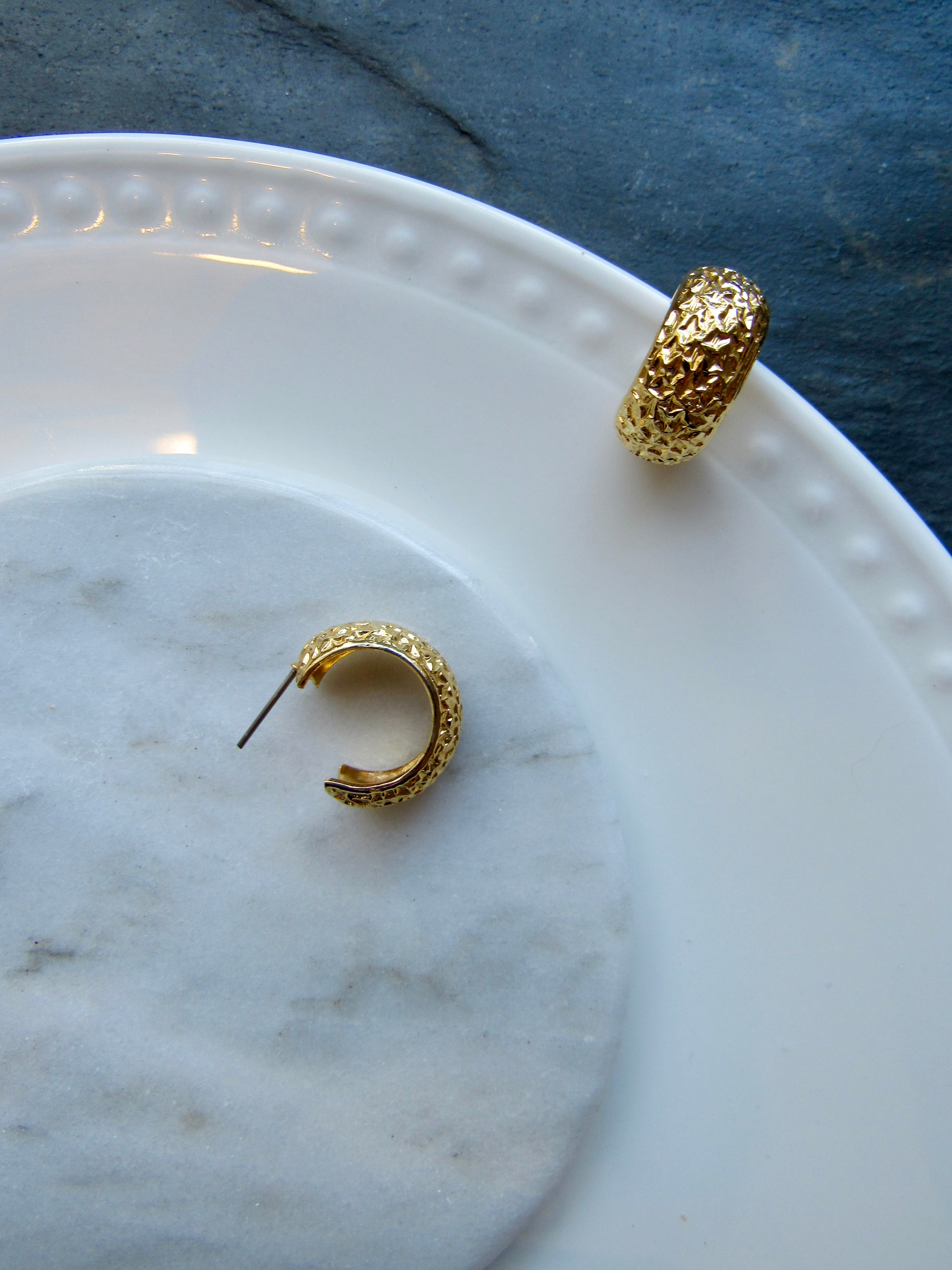 Rugged Gold Pierced Earrings
