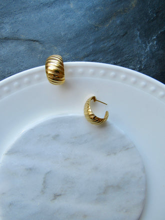Vintage Croissant Gold Earrings
