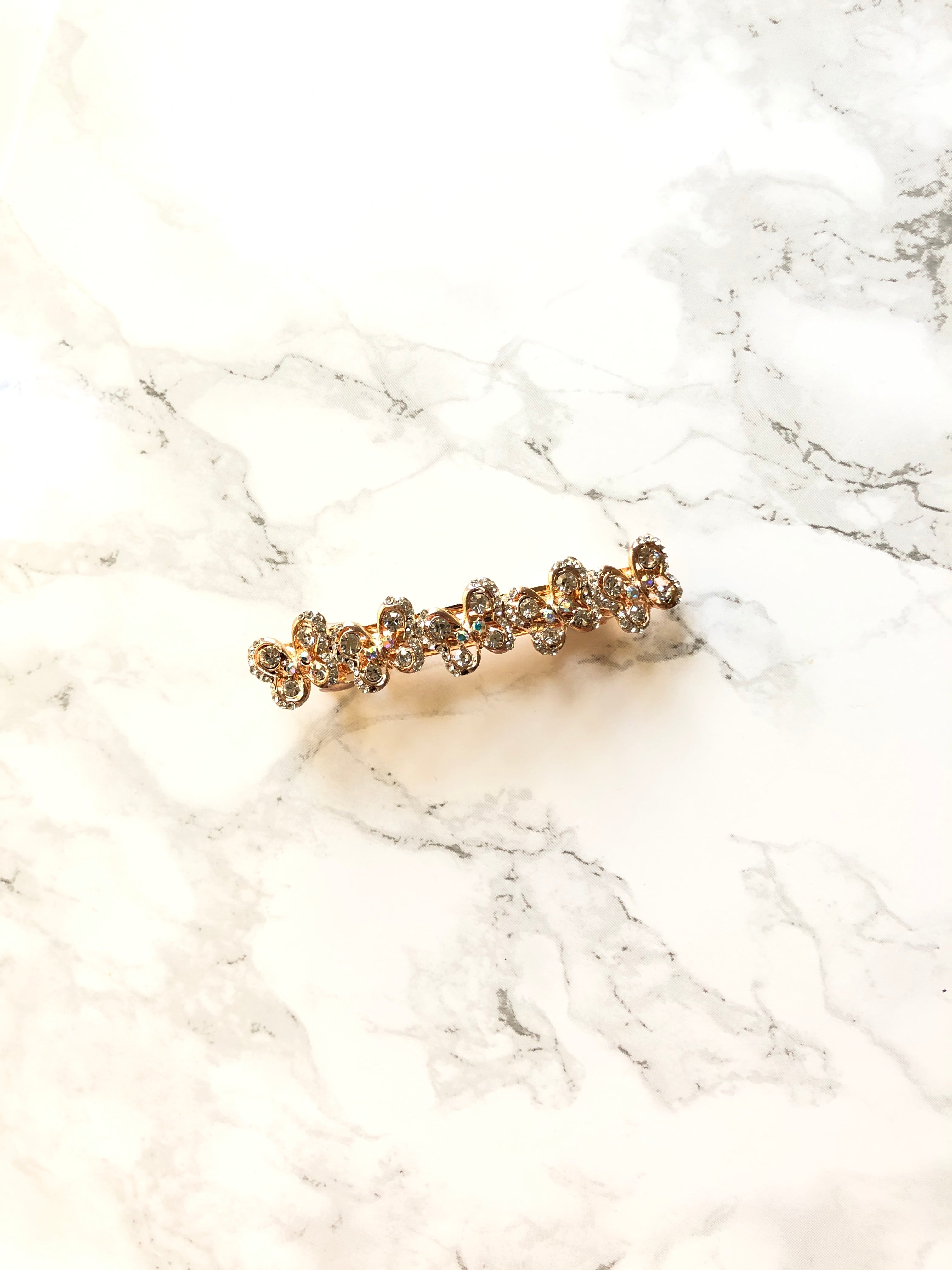 Sparkled Butterflys Rose Gold Plated Hair Clip Barrette