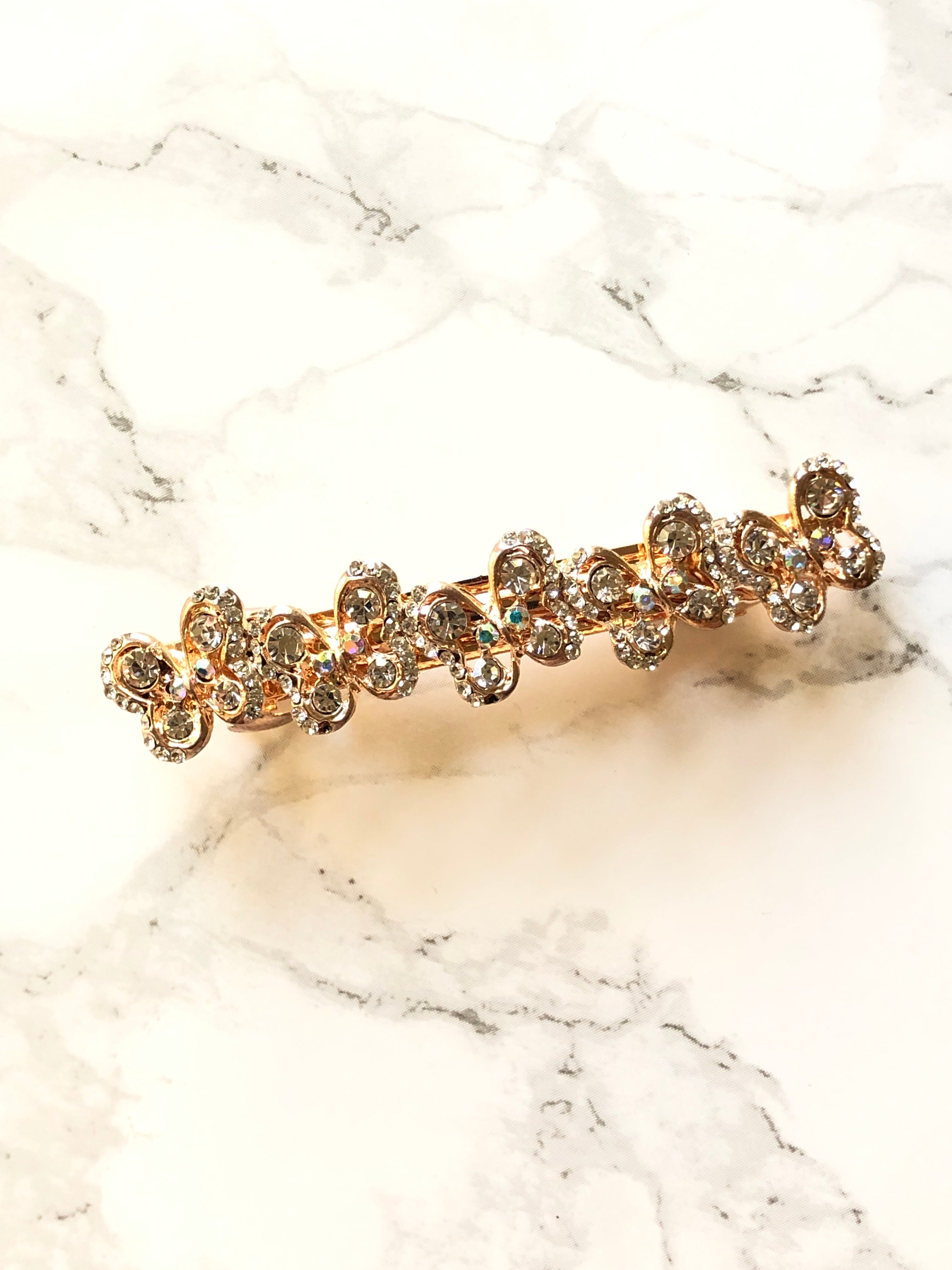 Sparkled Butterflys Rose Gold Plated Hair Clip Barrette