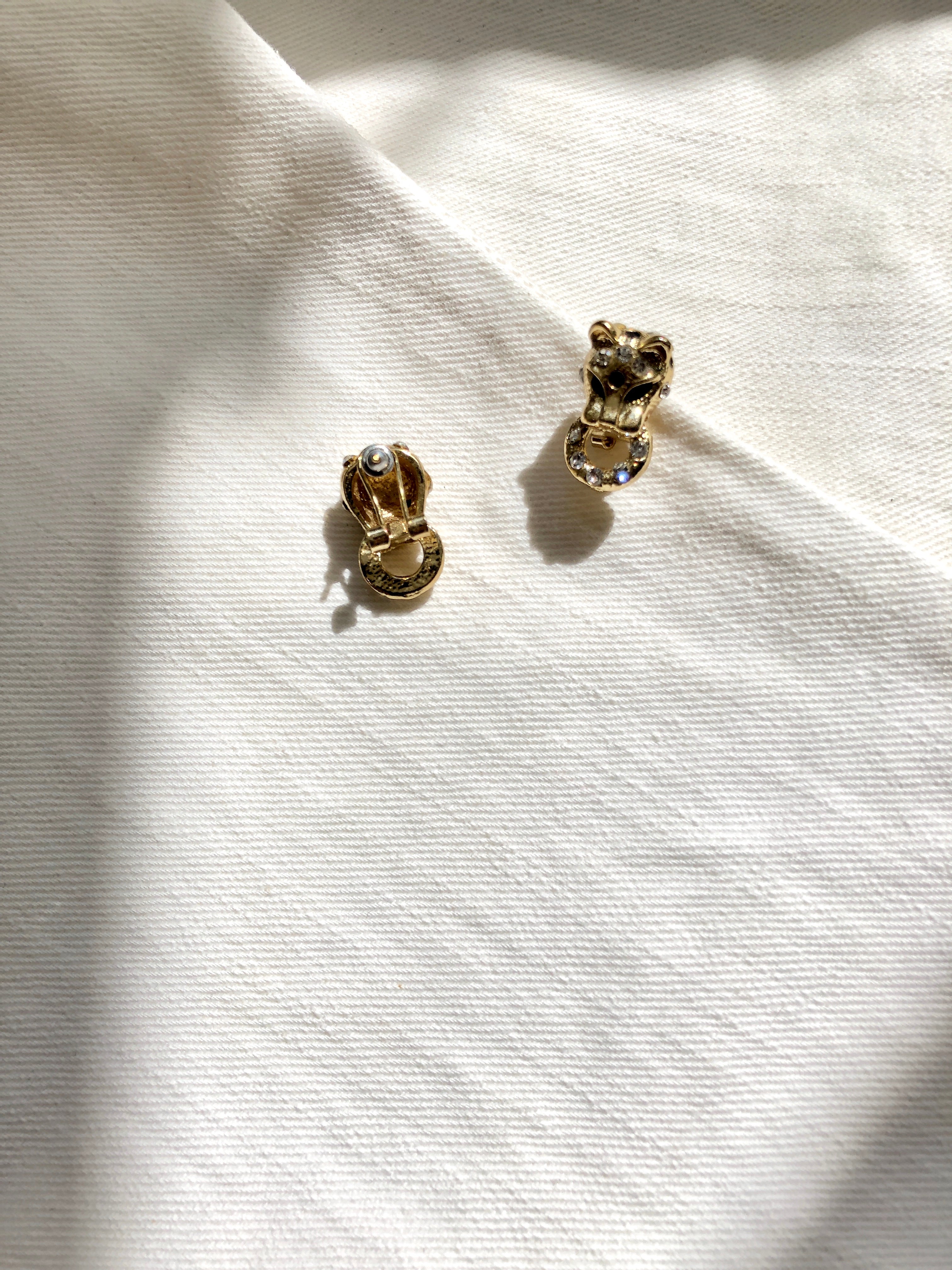 Sparkled Cheetah Door Knocker Gold Plated Earrings