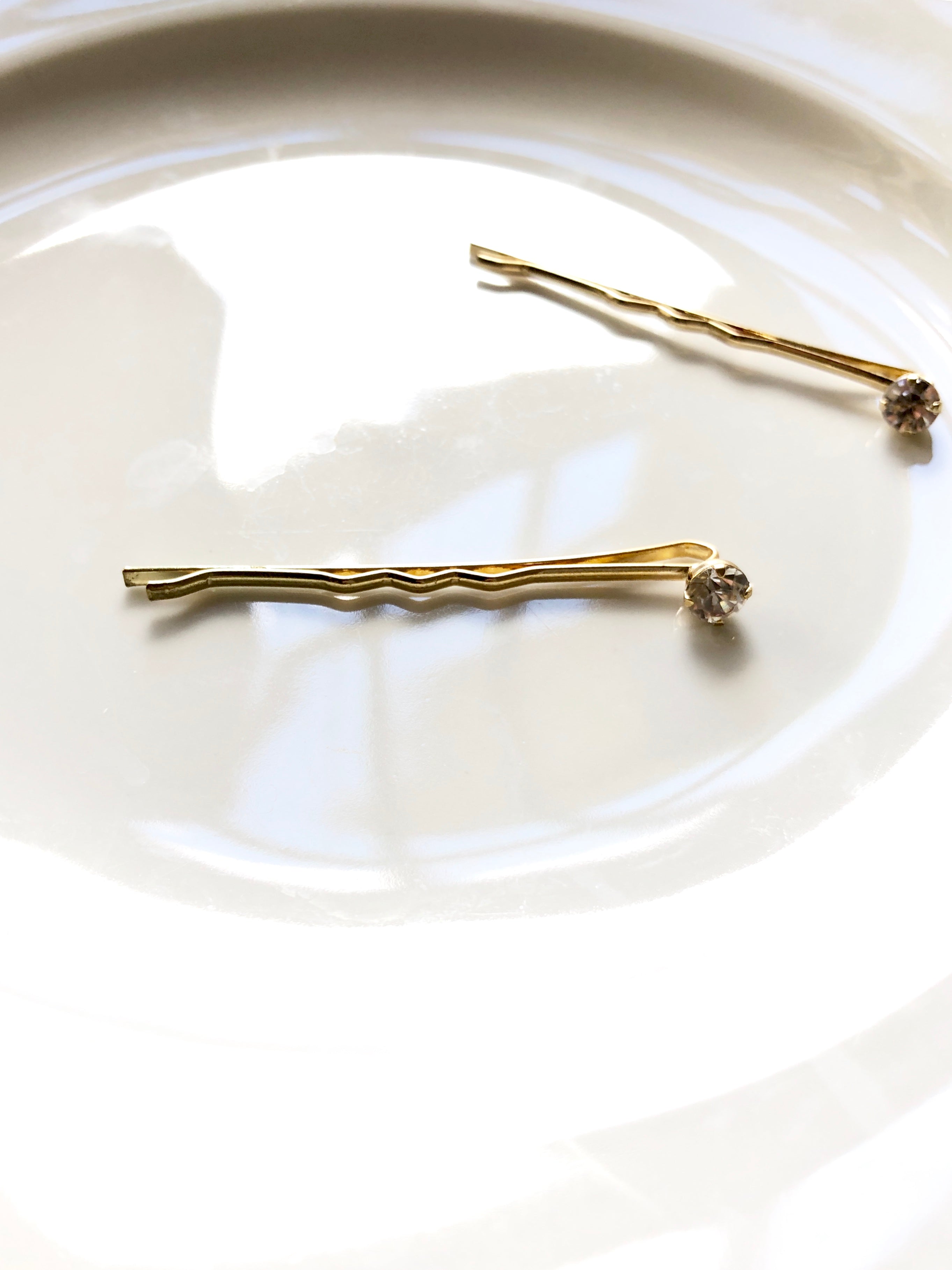 Sparkled Crystal 14k Gold Plated Bobby Pin