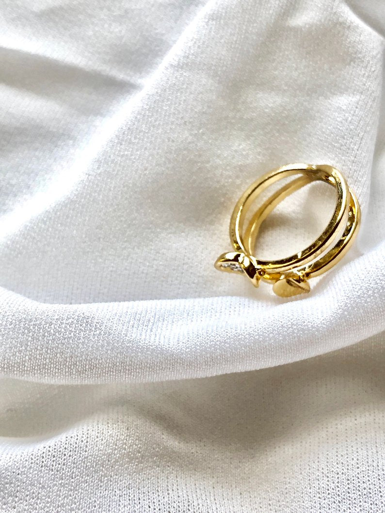 Vintage Hearts 14k Gold Plated Ring
