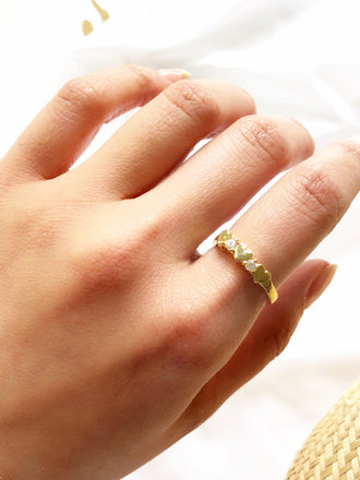 Three Hearts 14k Gold Plated Promise Ring