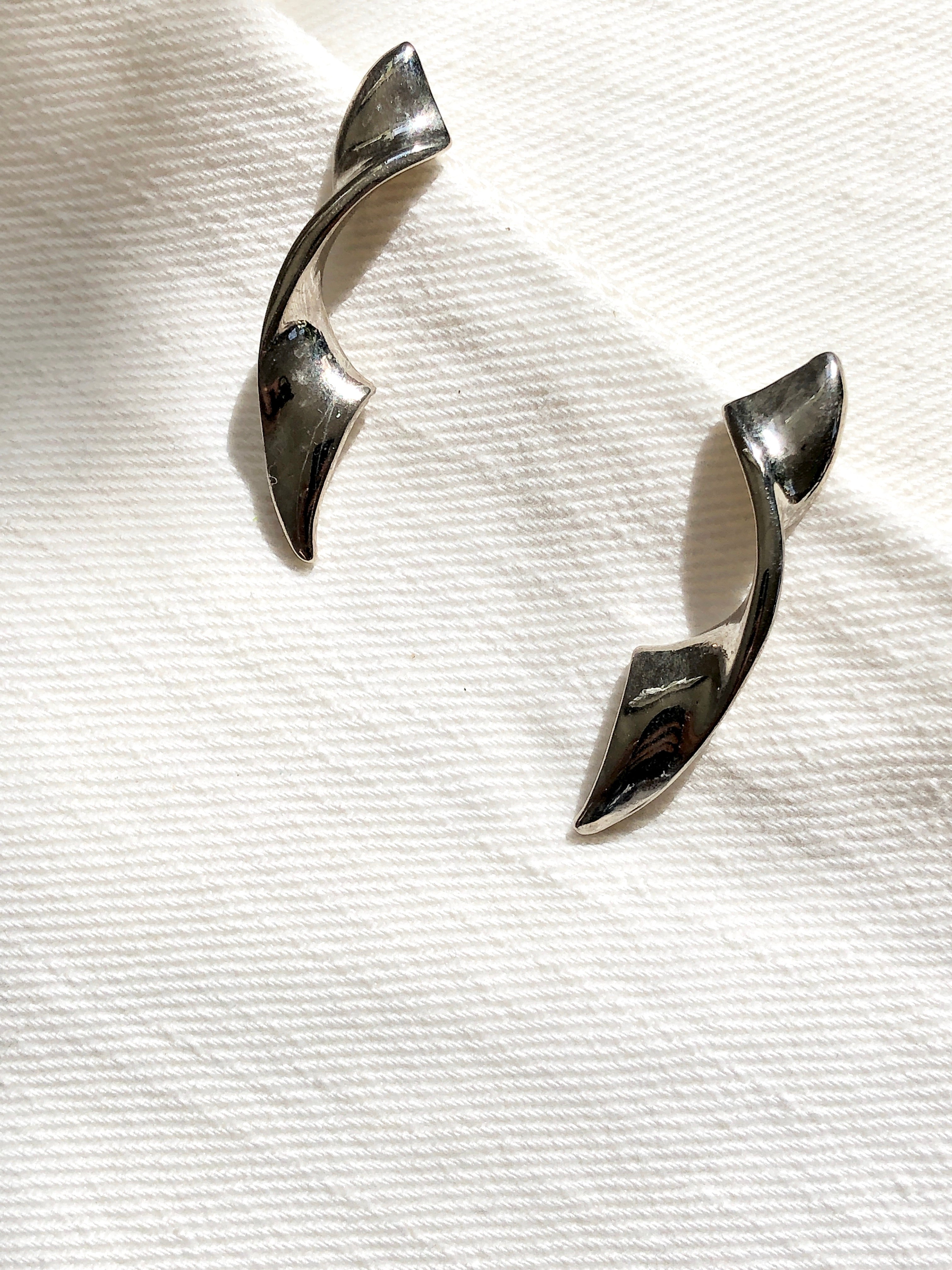 Vintage Twisted Ribbon Sterling Silver Earrings