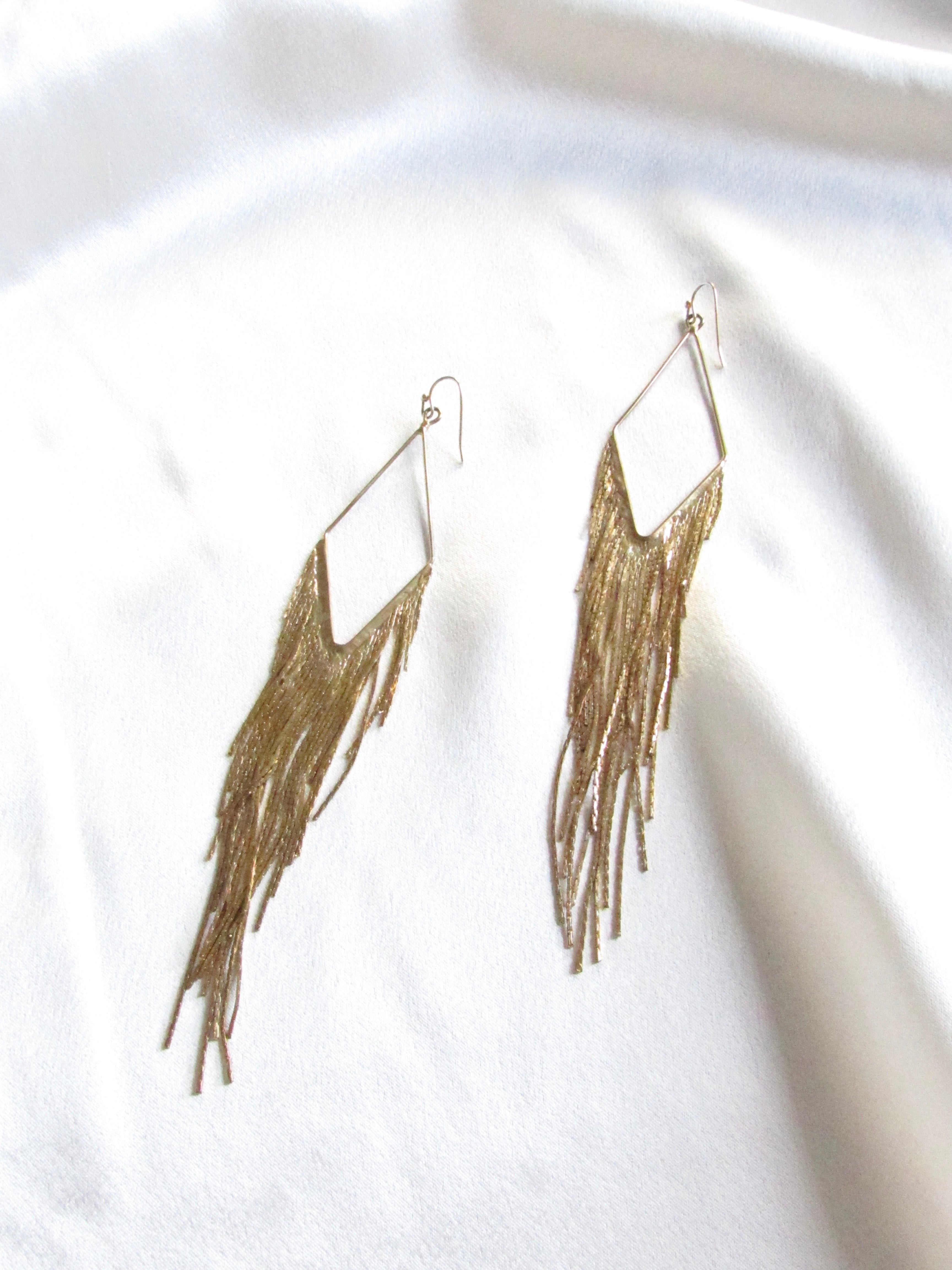 Vintage Long Gold Tassel Earrings