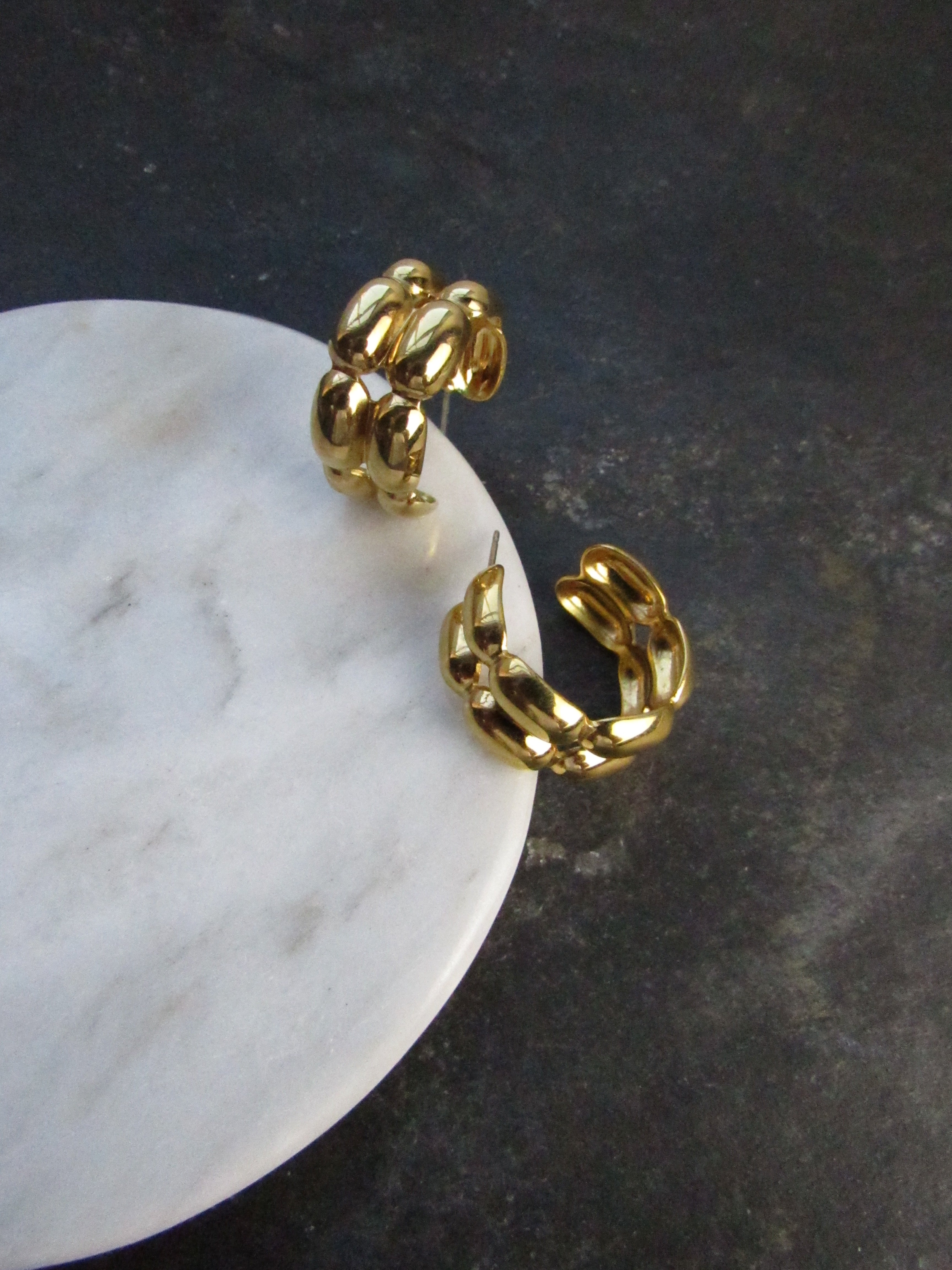 Monet Ellipsoid Chain Gold Half Hoop Earrings