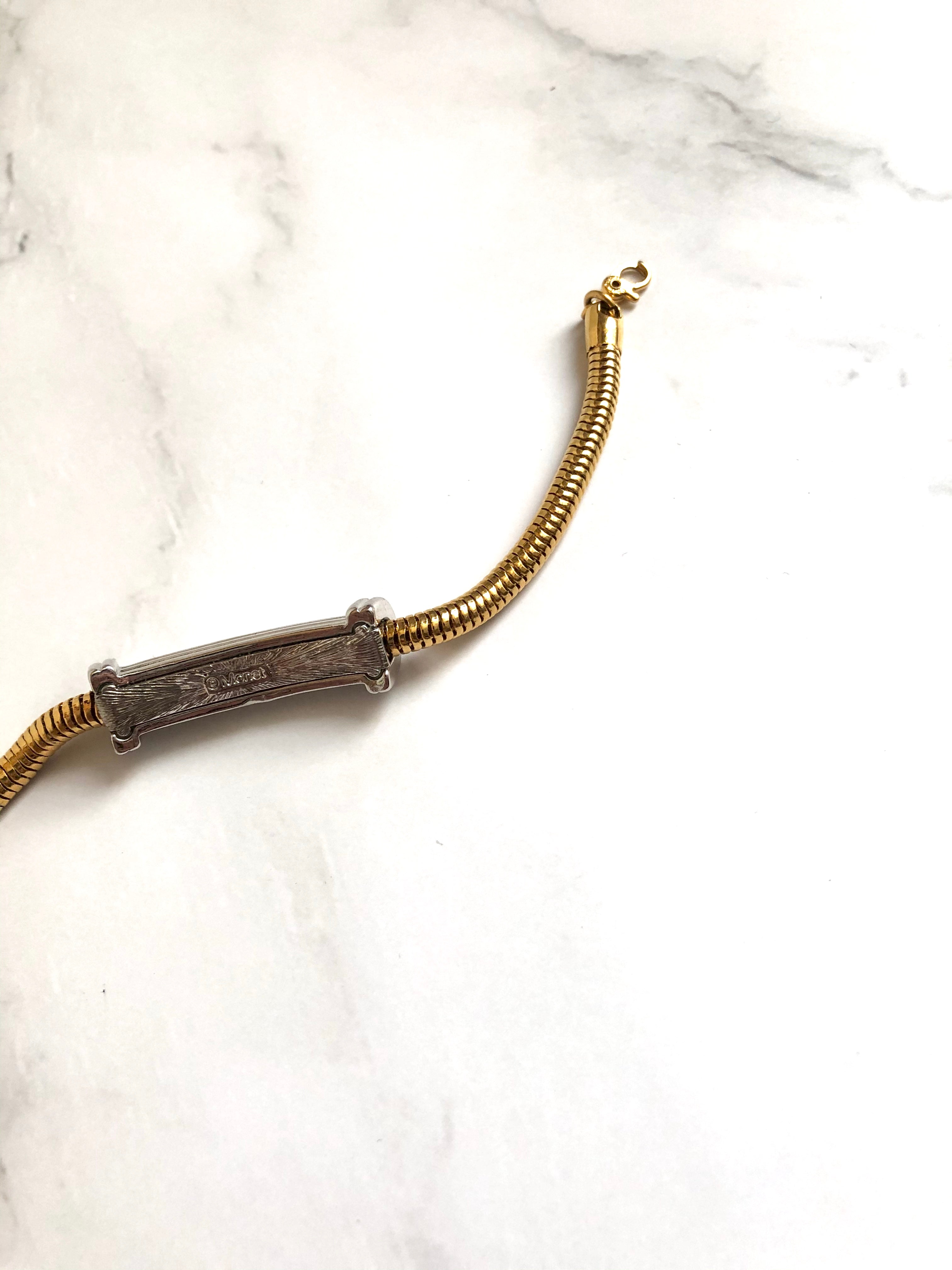 Monet Tube Charm Gold Snake Chain Bracelet