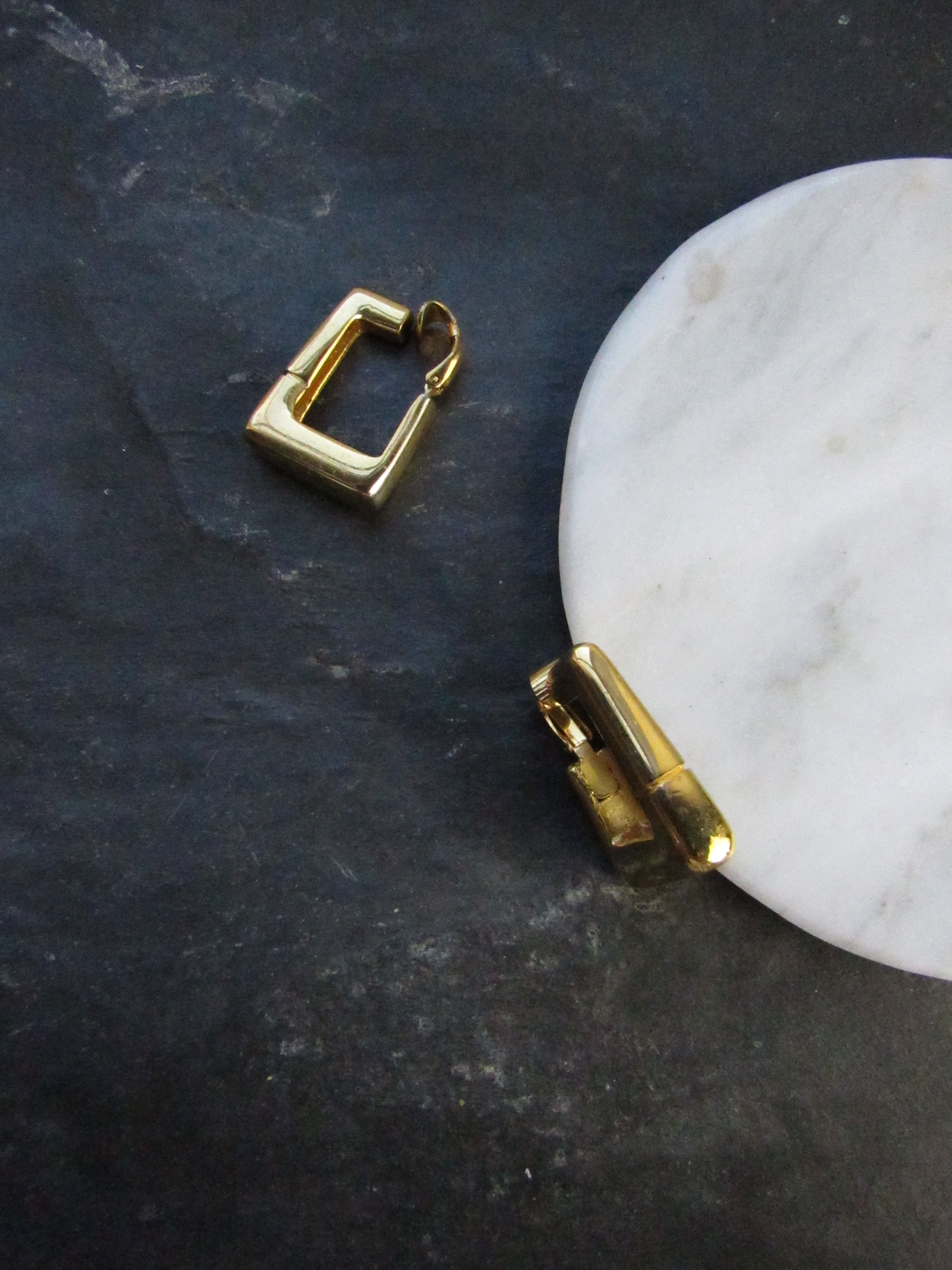 Trifari Rounded Rectangle Gold Hoop Earrings