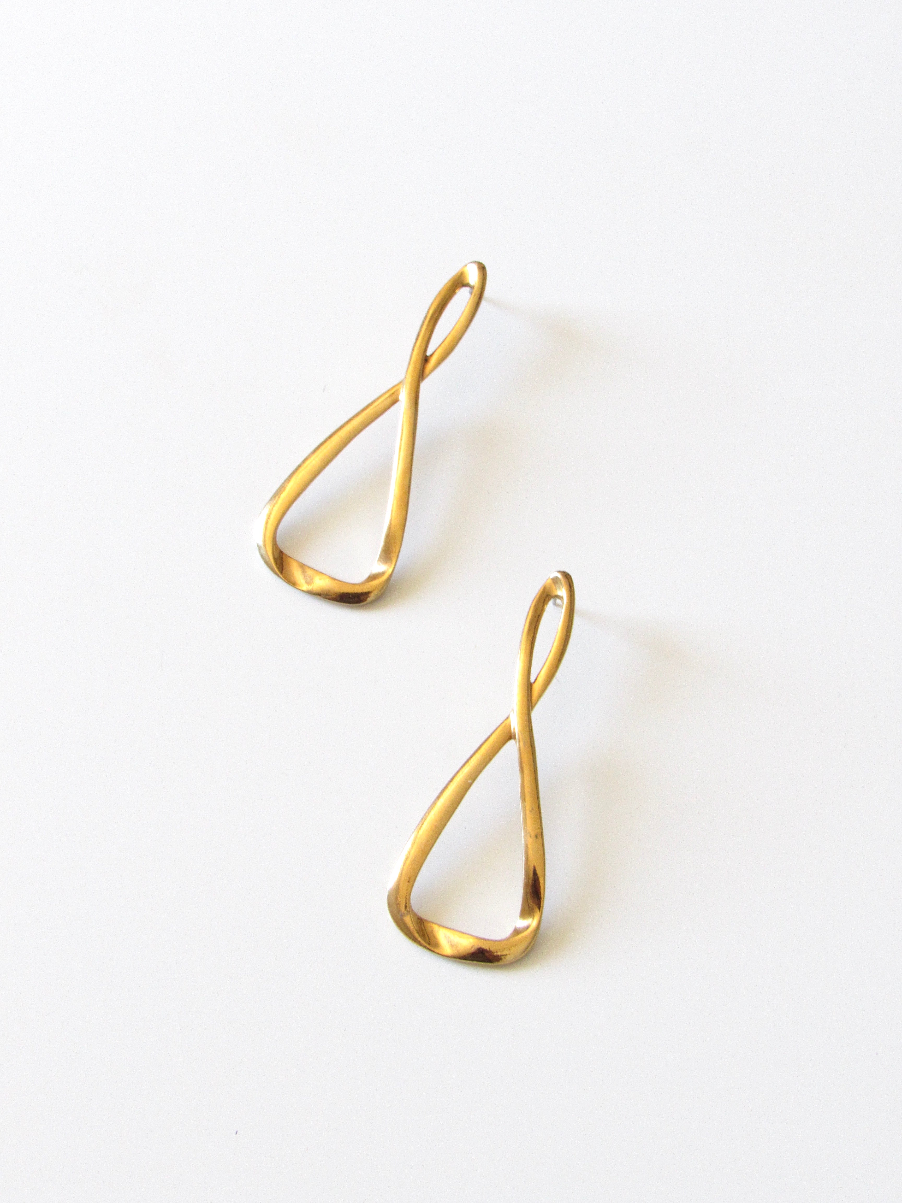 Minimalist Infinity Loop Gold Statement Earrings