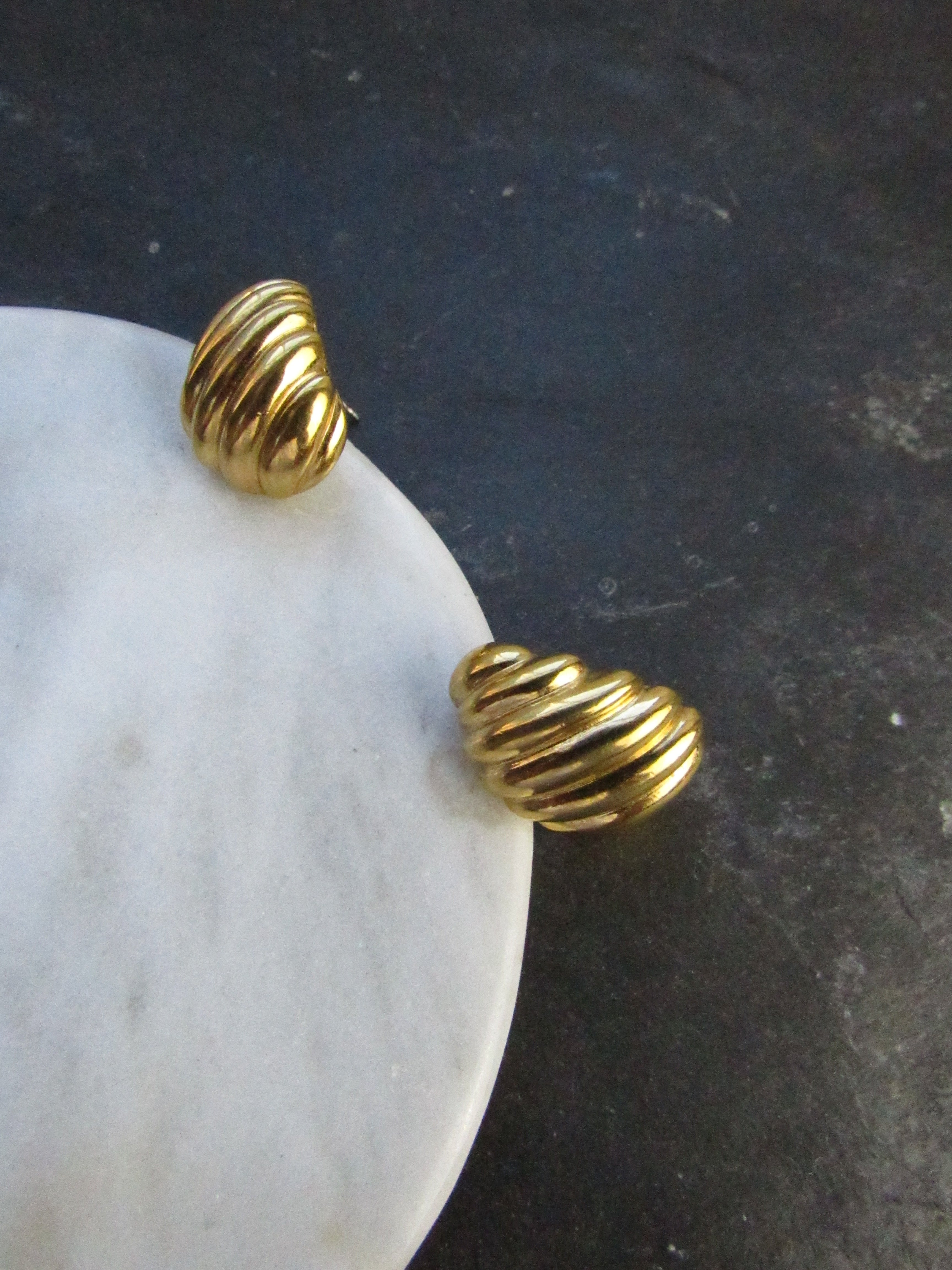 Monet Seashell Gold Pierced Earrings
