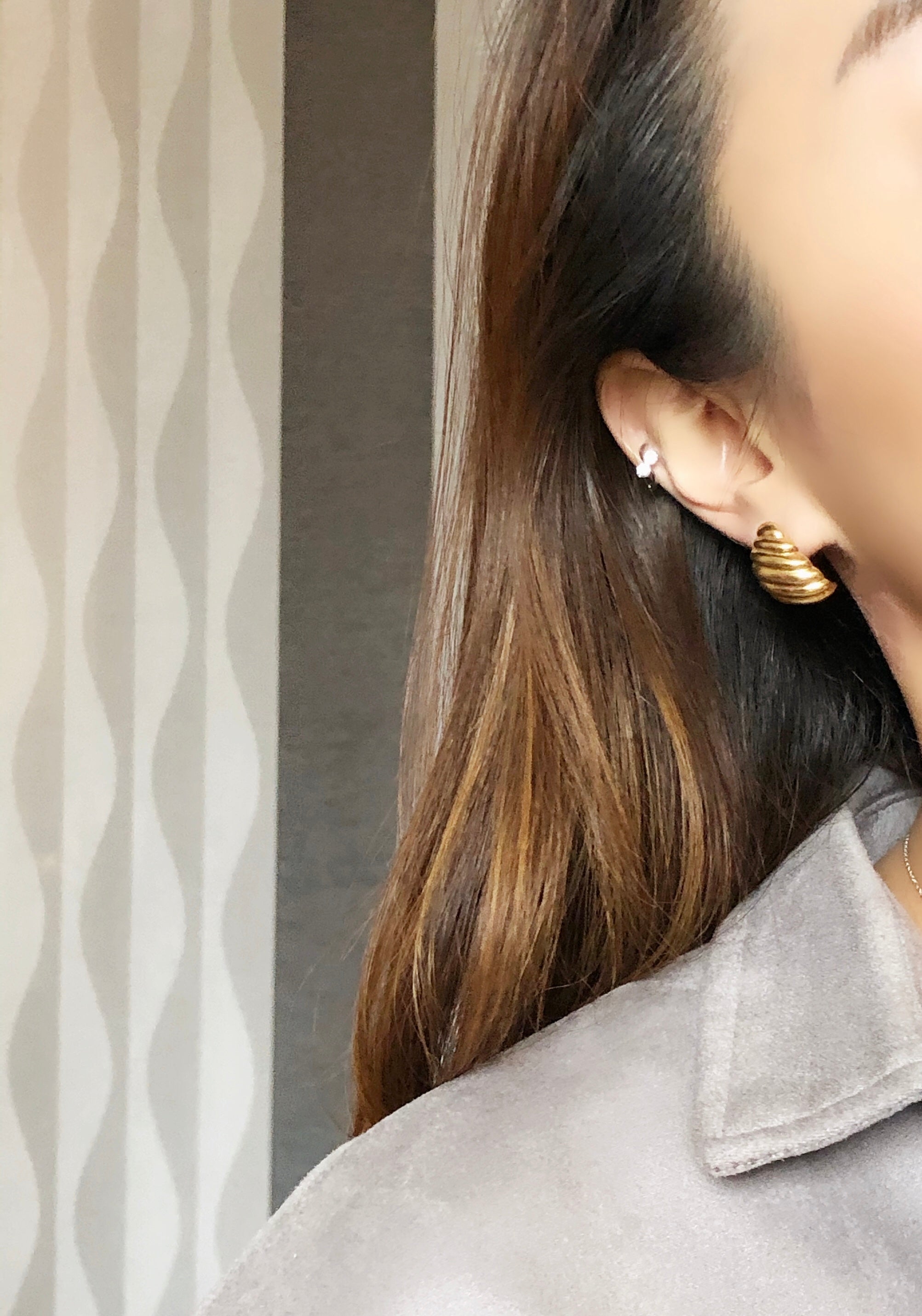 Monet Seashell Gold Pierced Earrings