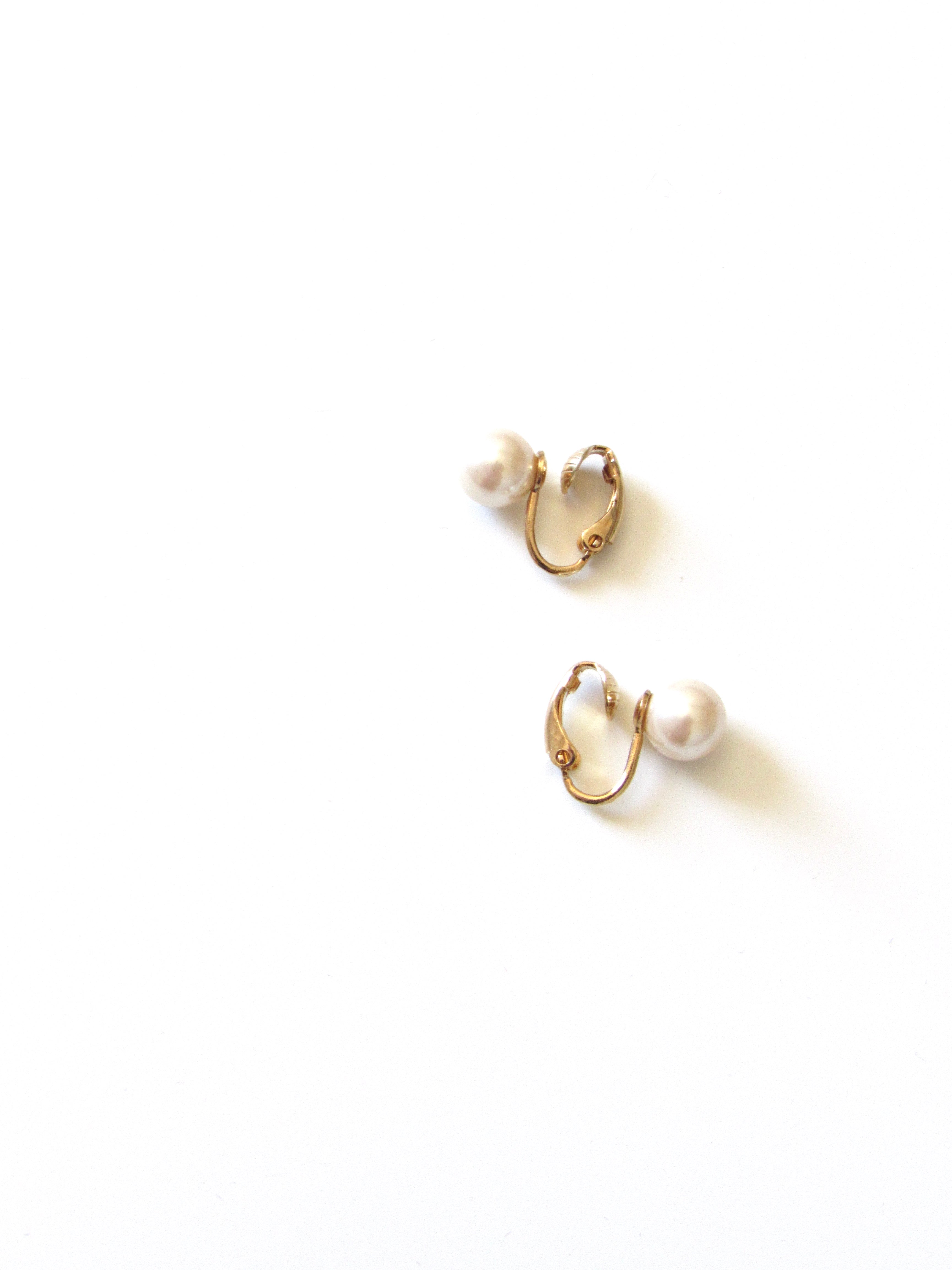 Monet Pearl Gold Huggie Earrings